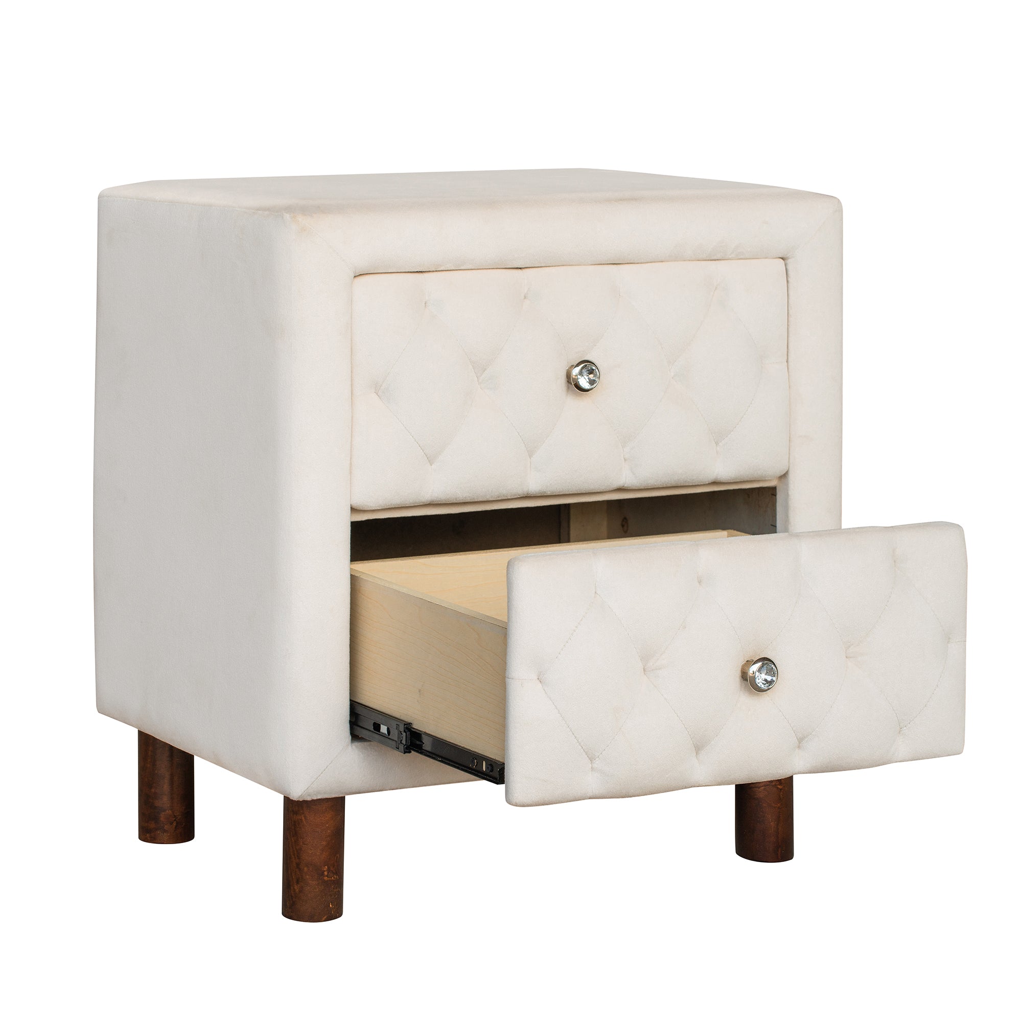 2-Drawer Upholstered Wood Nightstand