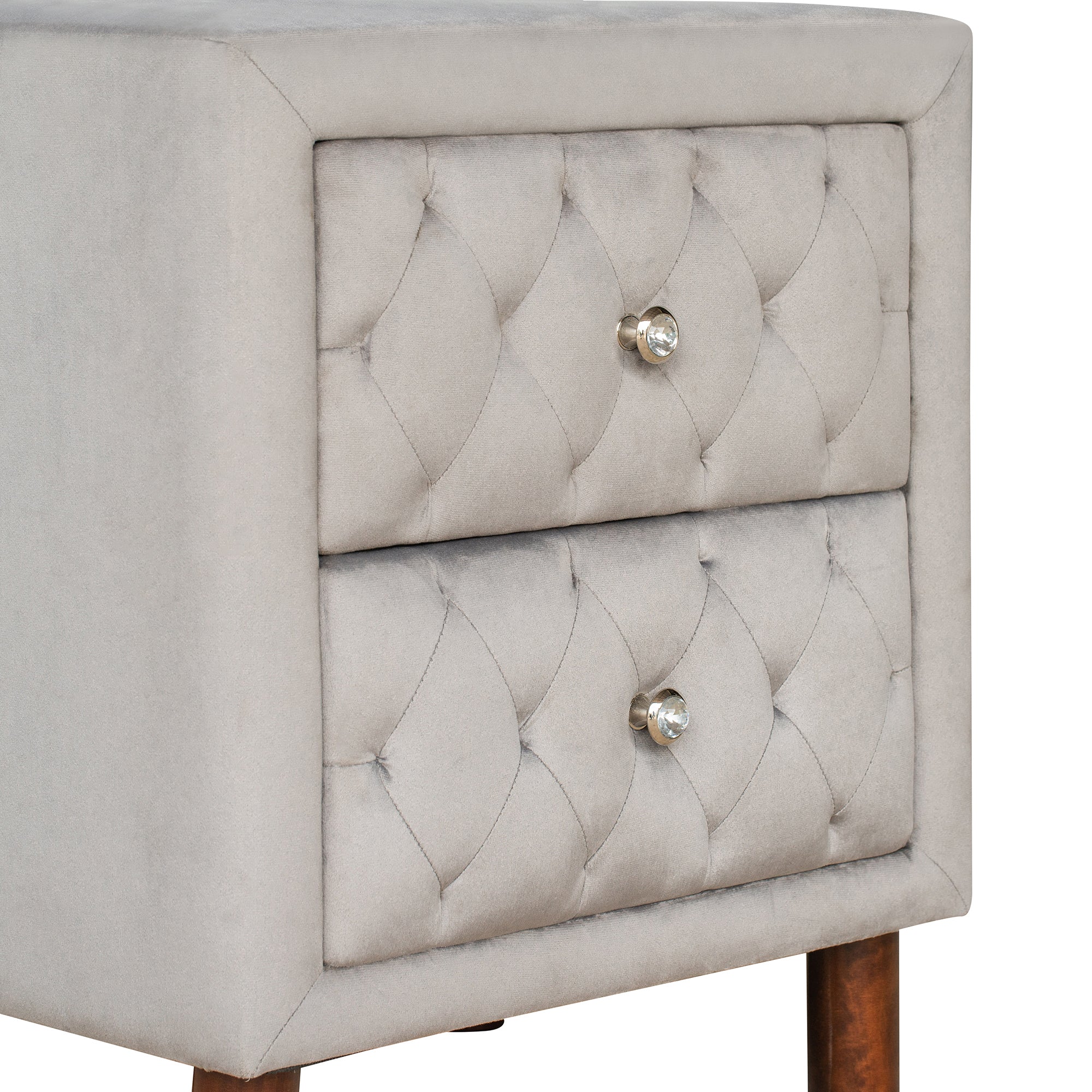 2-Drawer Upholstered Wood Nightstand