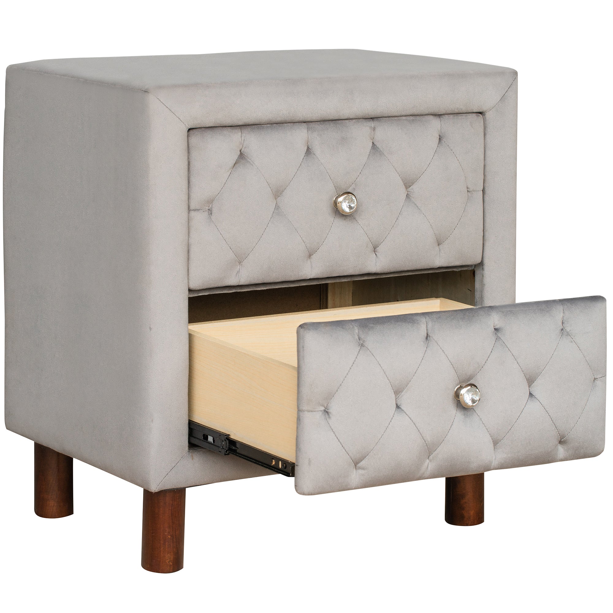 2-Drawer Upholstered Wood Nightstand