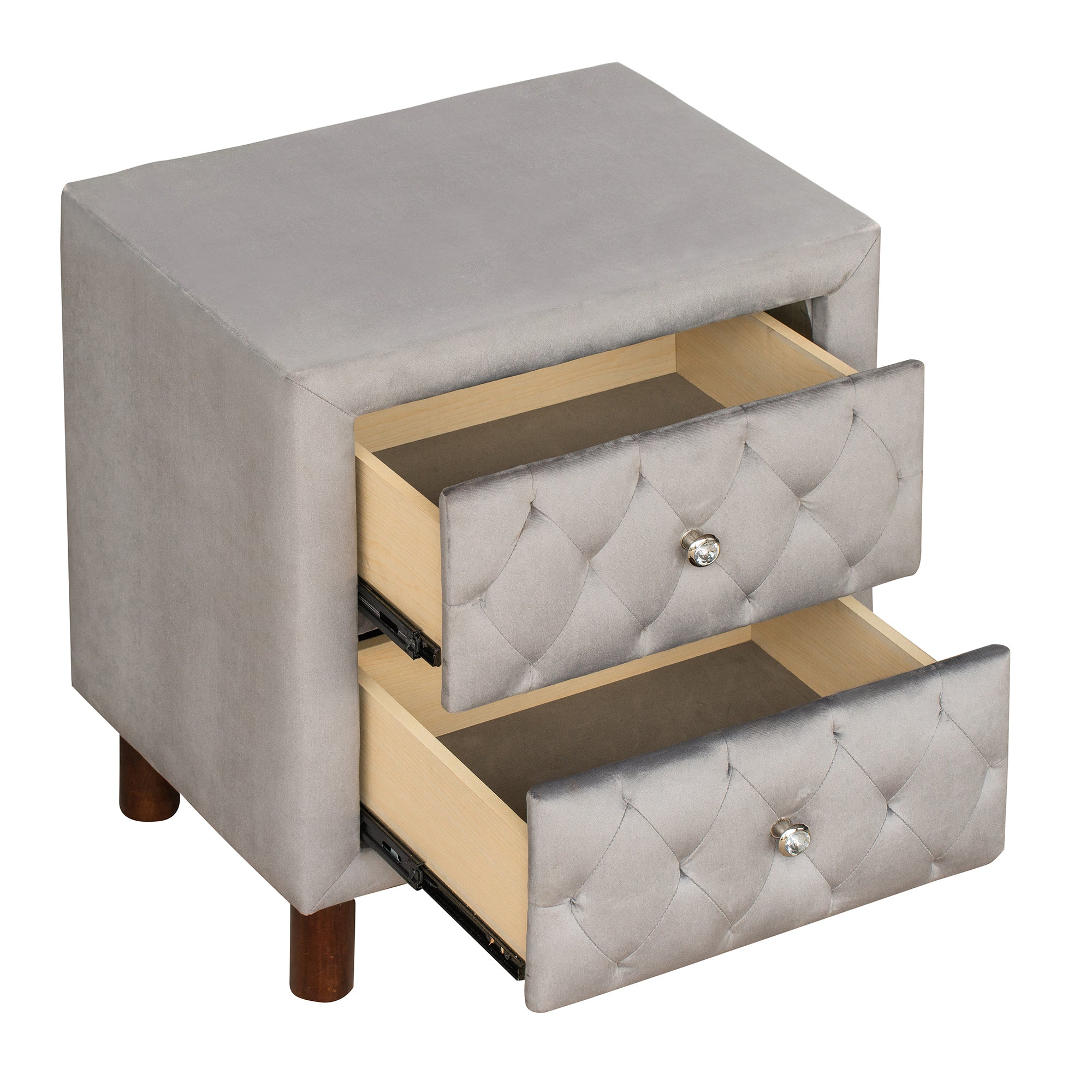 2-Drawer Upholstered Wood Nightstand