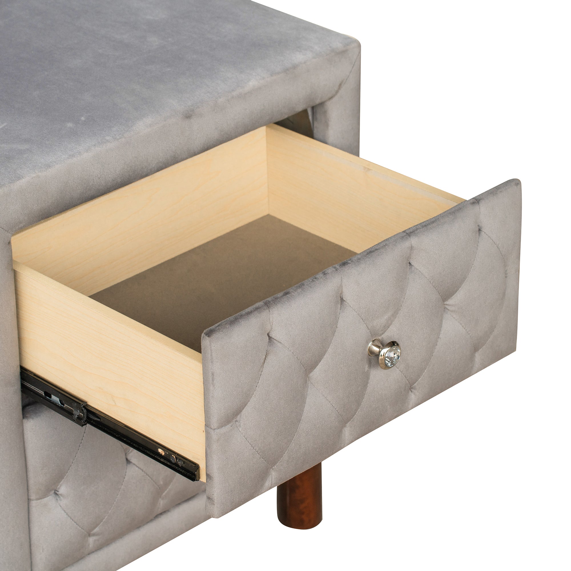 2-Drawer Upholstered Wood Nightstand