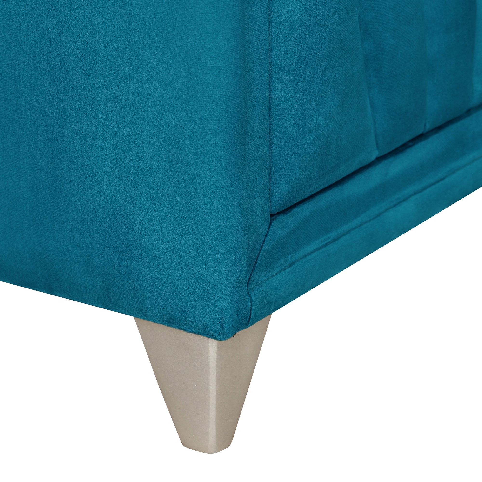 2-Drawer Wood Nightstand with Velvet Fabric and Glass Worktop