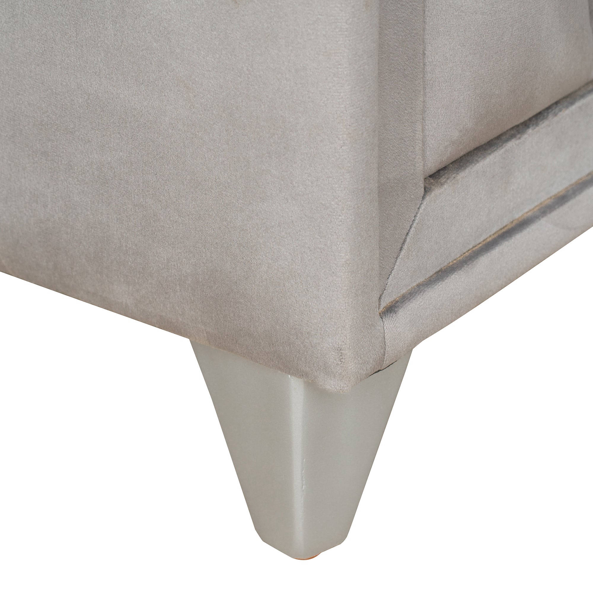 2-Drawer Wood Nightstand with Velvet Fabric and Glass Worktop