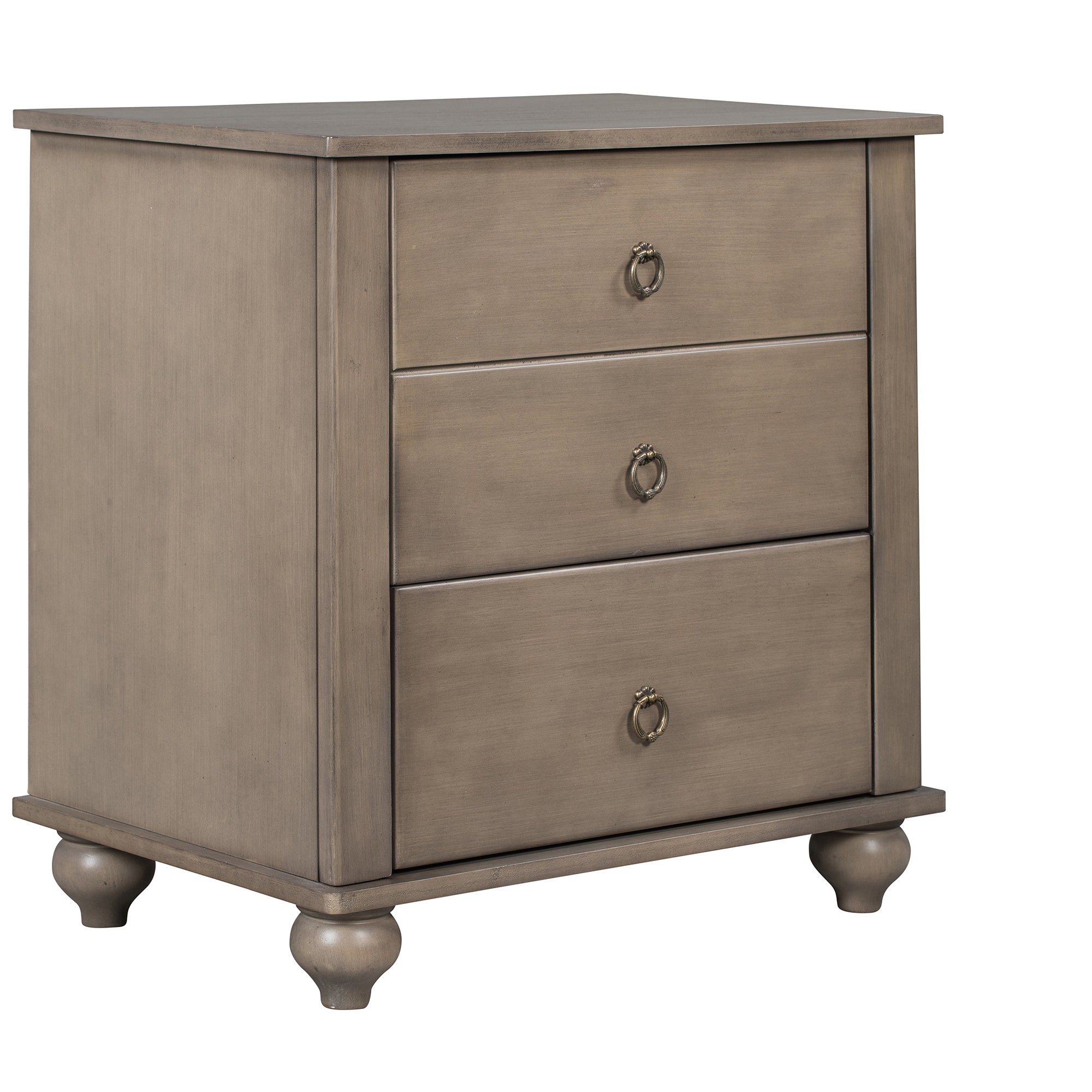 2-Drawer Wood Nightstand with Hardware