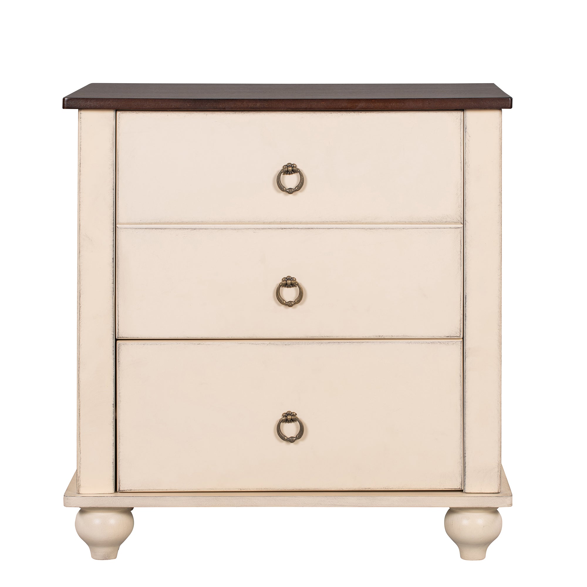 2-Drawer Wood Nightstand with Hardware