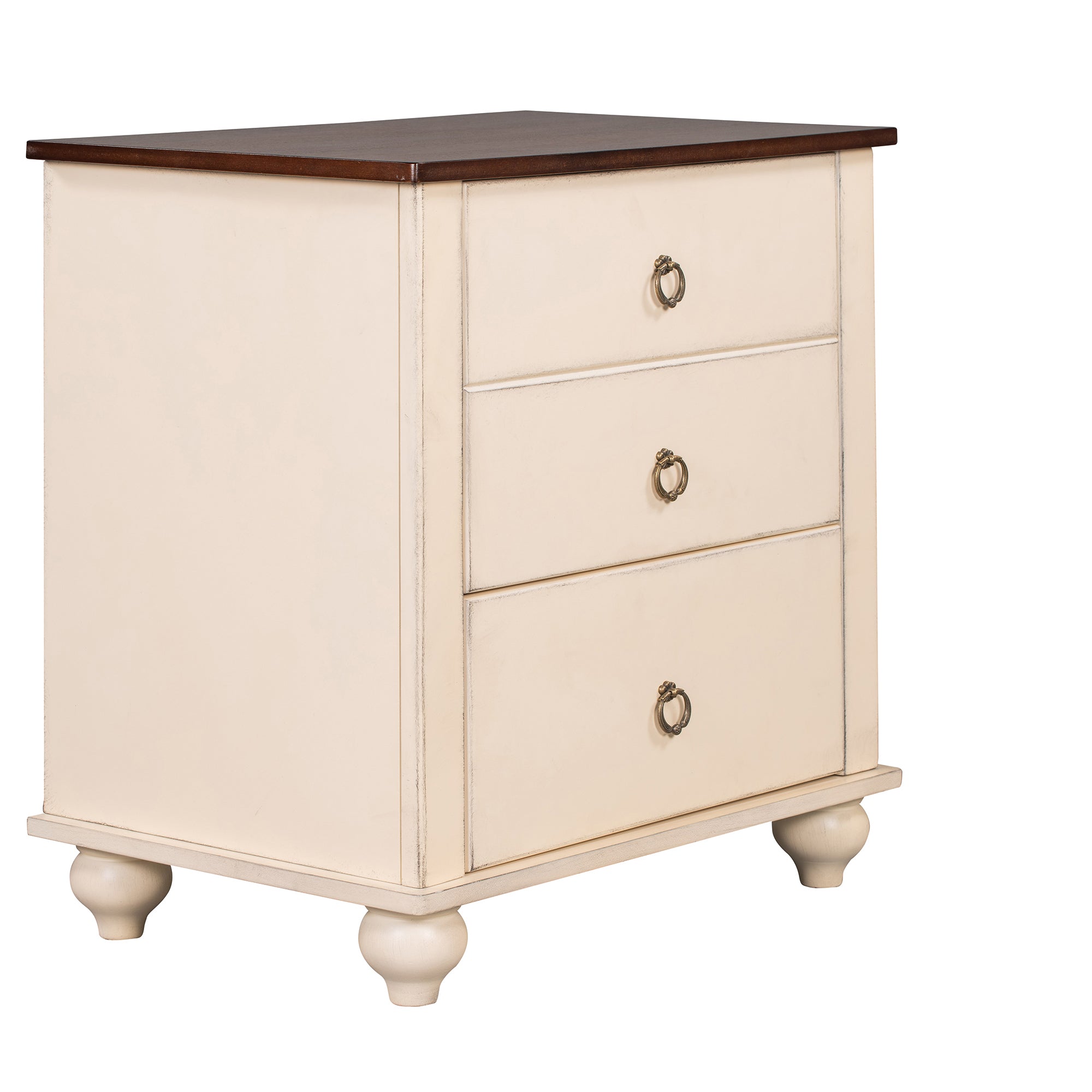2-Drawer Wood Nightstand with Hardware