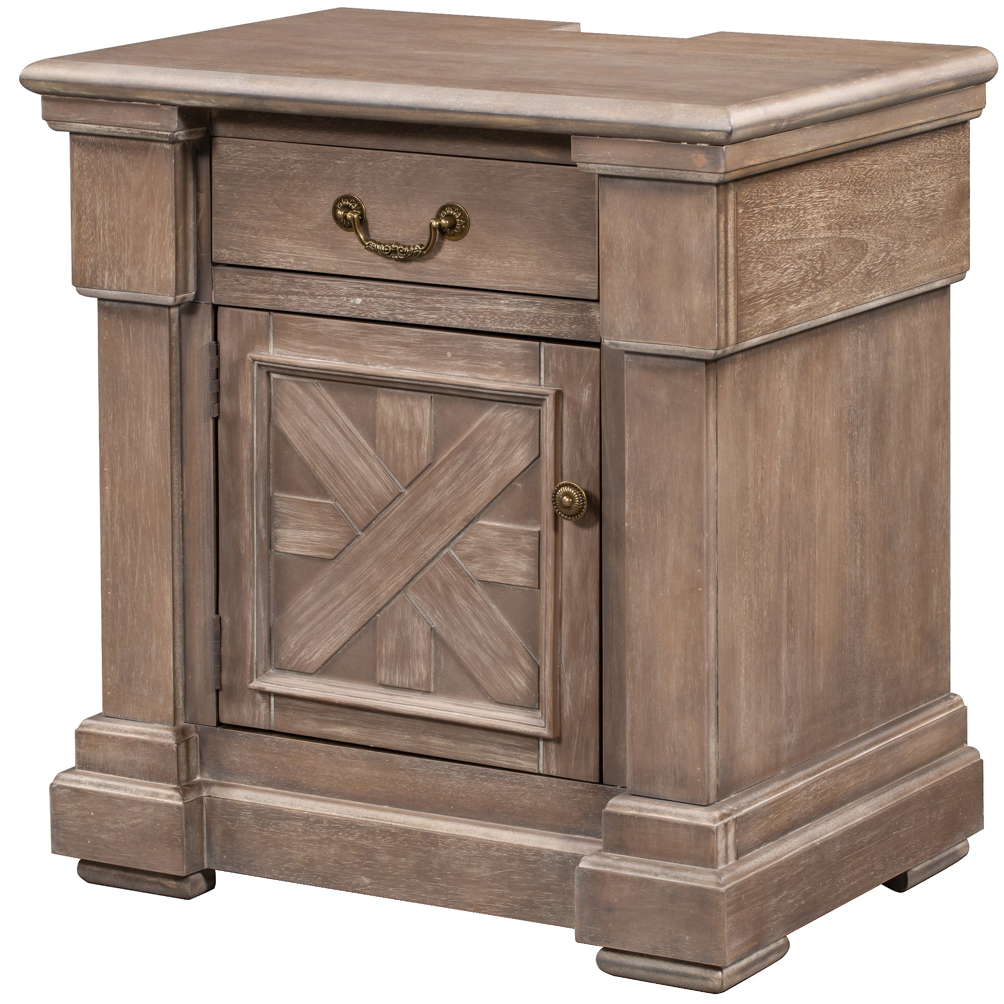 1 Drawer Wood Nightstand with USB Ports