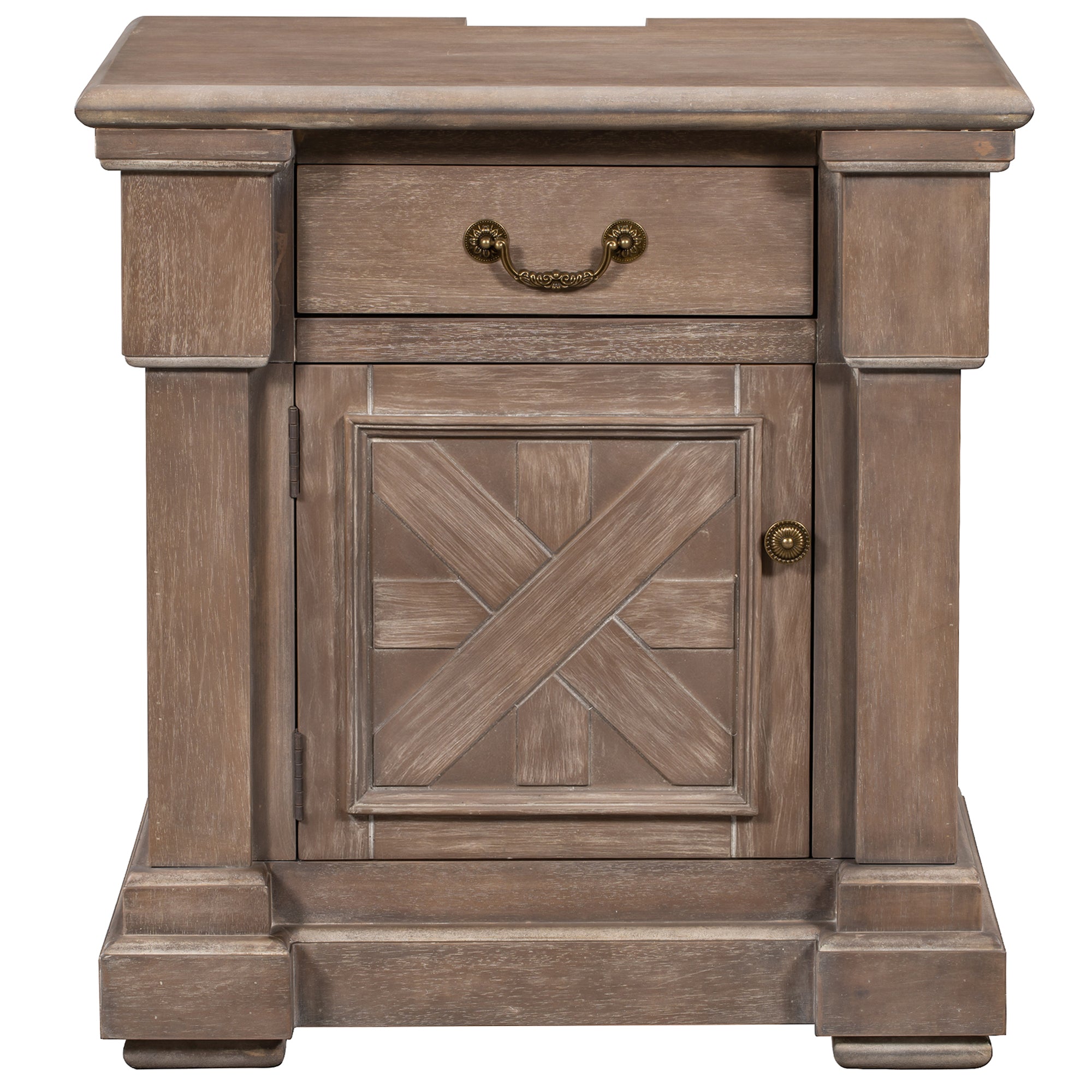 1 Drawer Wood Nightstand with USB Ports