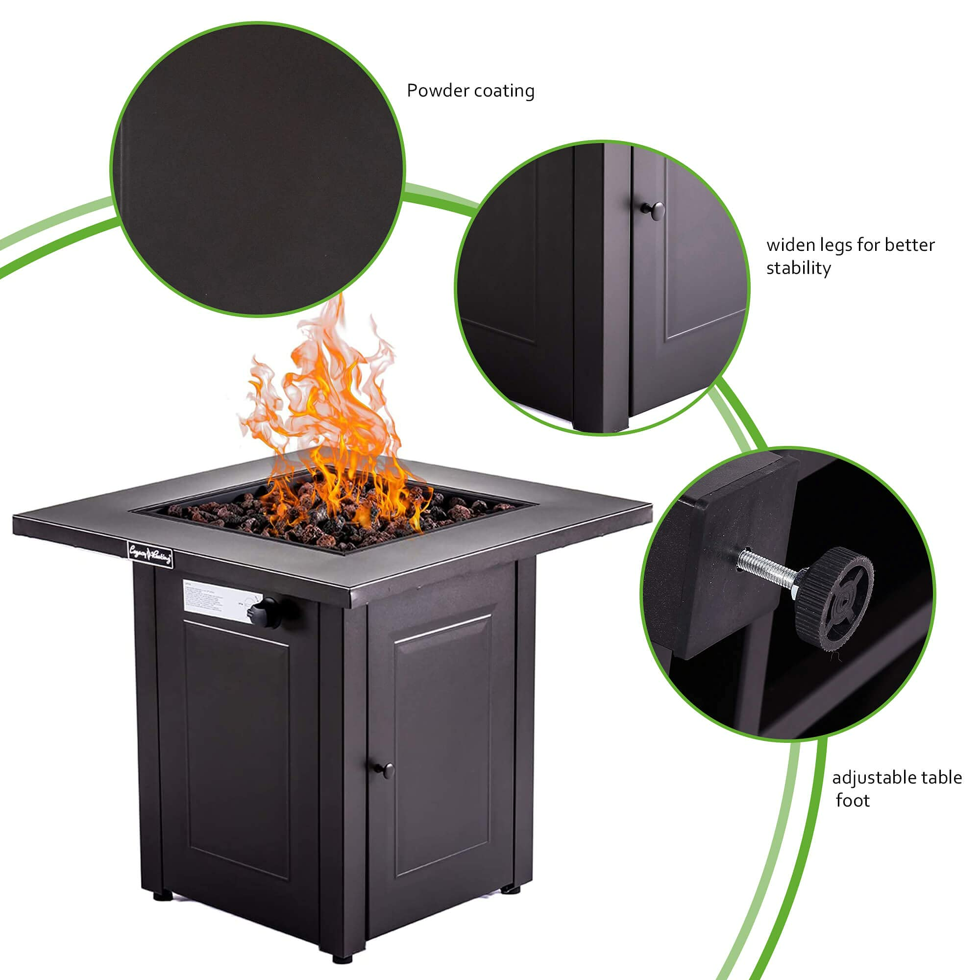 Square Stainless Steel Outdoor Fire Pit Table with Lid