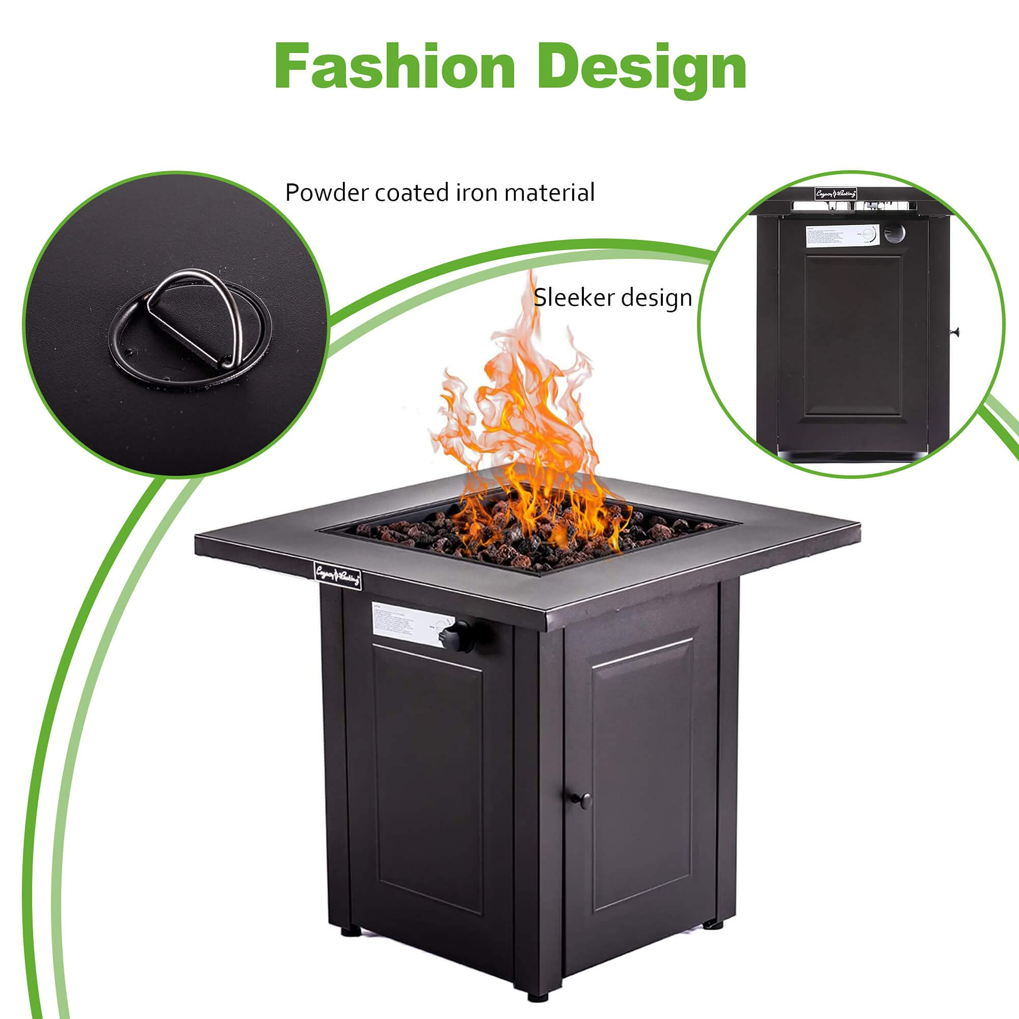 Square Stainless Steel Outdoor Fire Pit Table with Lid