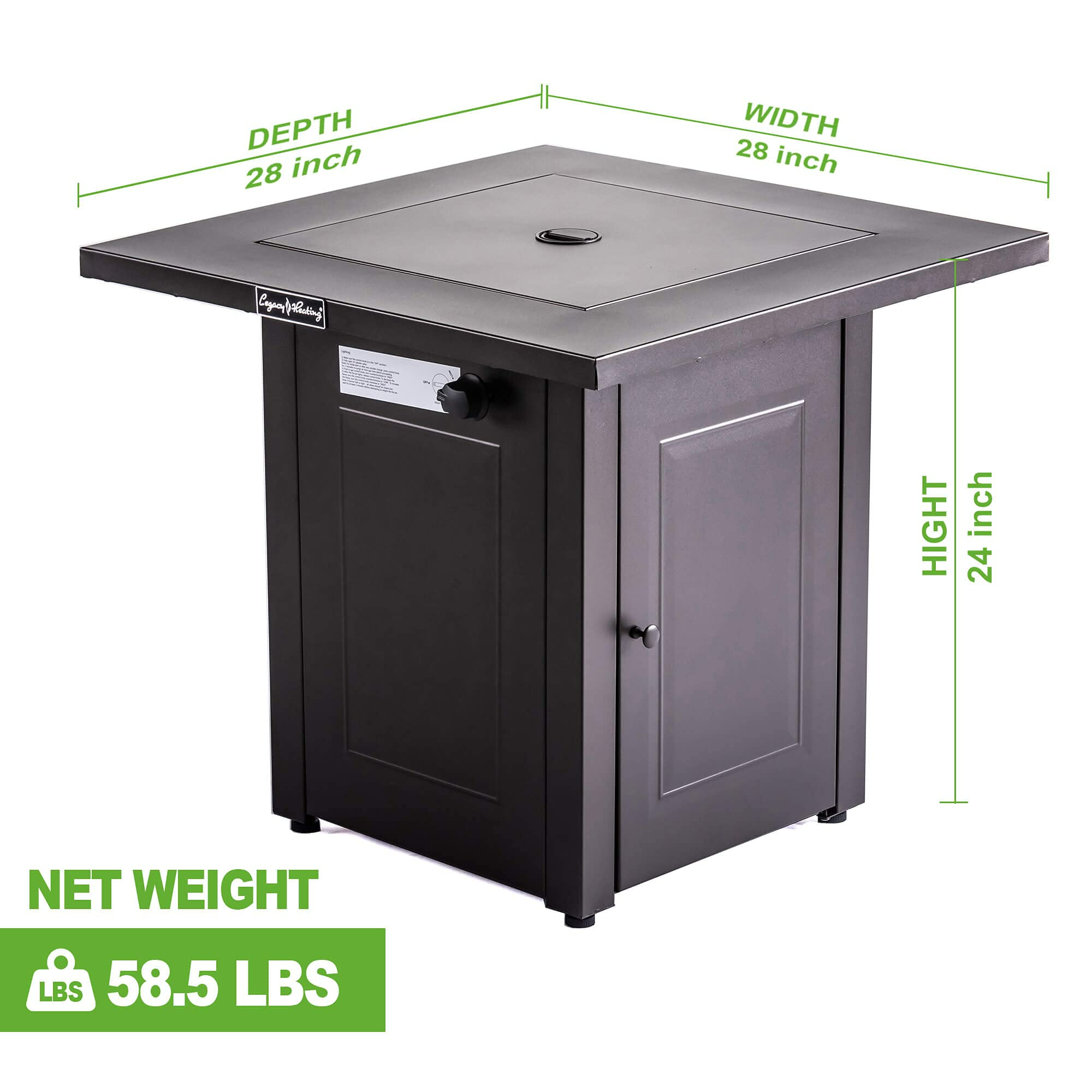 Square Stainless Steel Outdoor Fire Pit Table with Lid