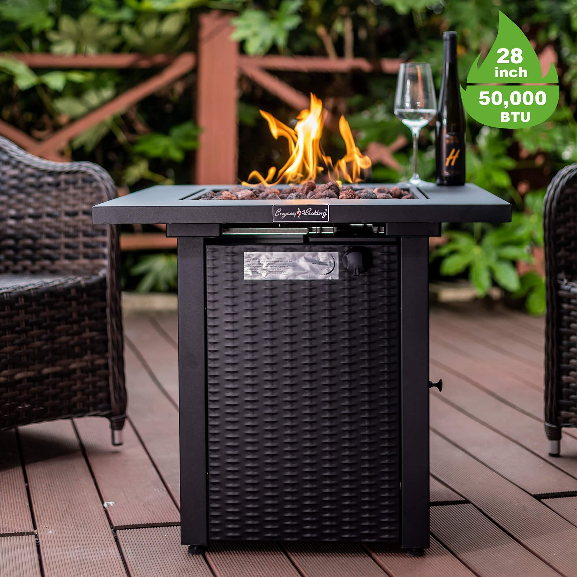 Square Stainless Steel Outdoor Fire Pit Table with Lid