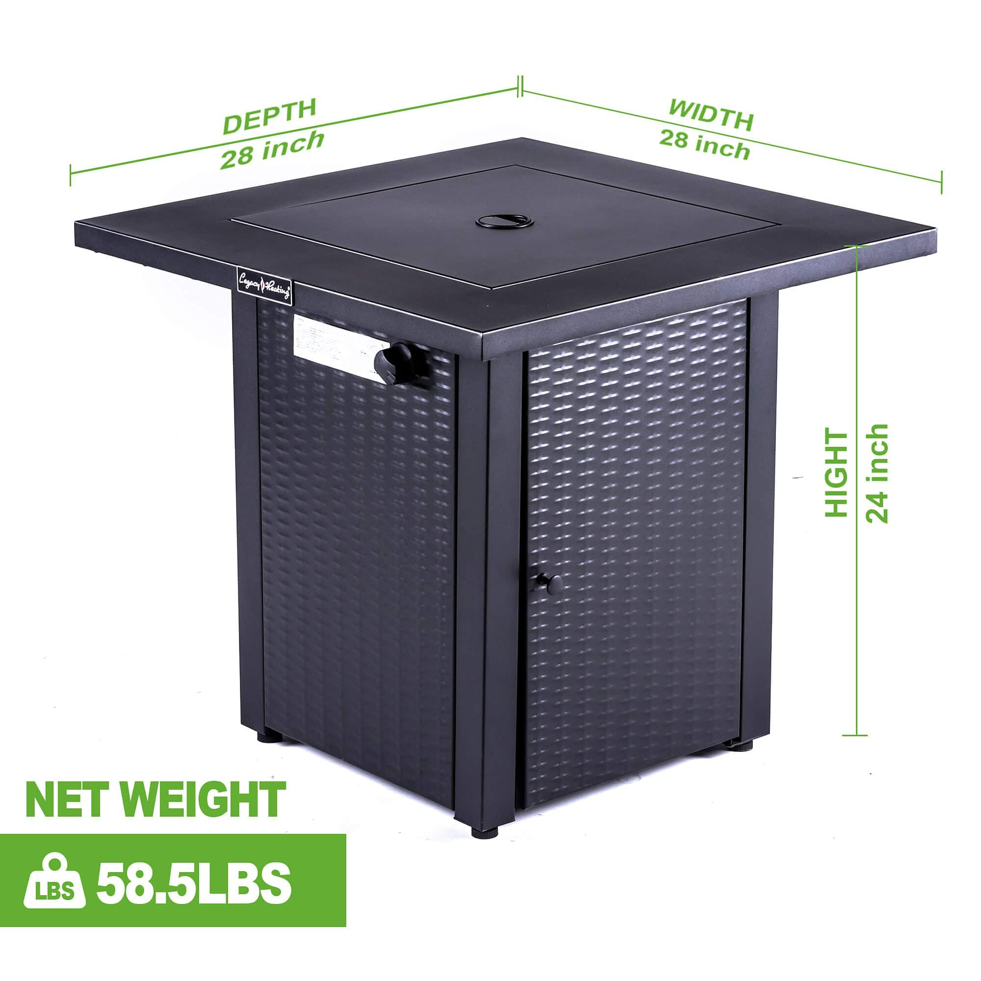 Square Stainless Steel Outdoor Fire Pit Table with Lid