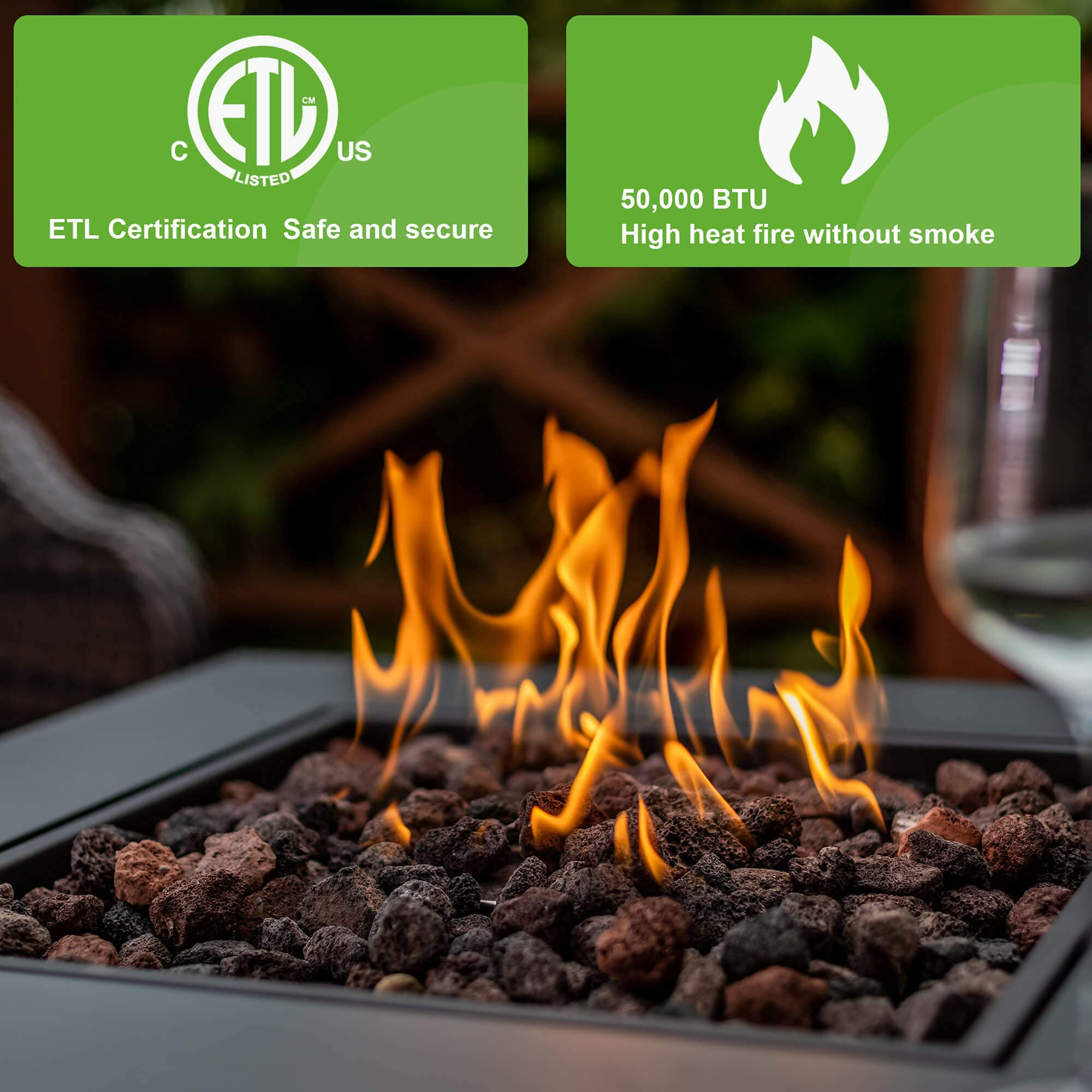 Square Stainless Steel Outdoor Fire Pit Table with Lid