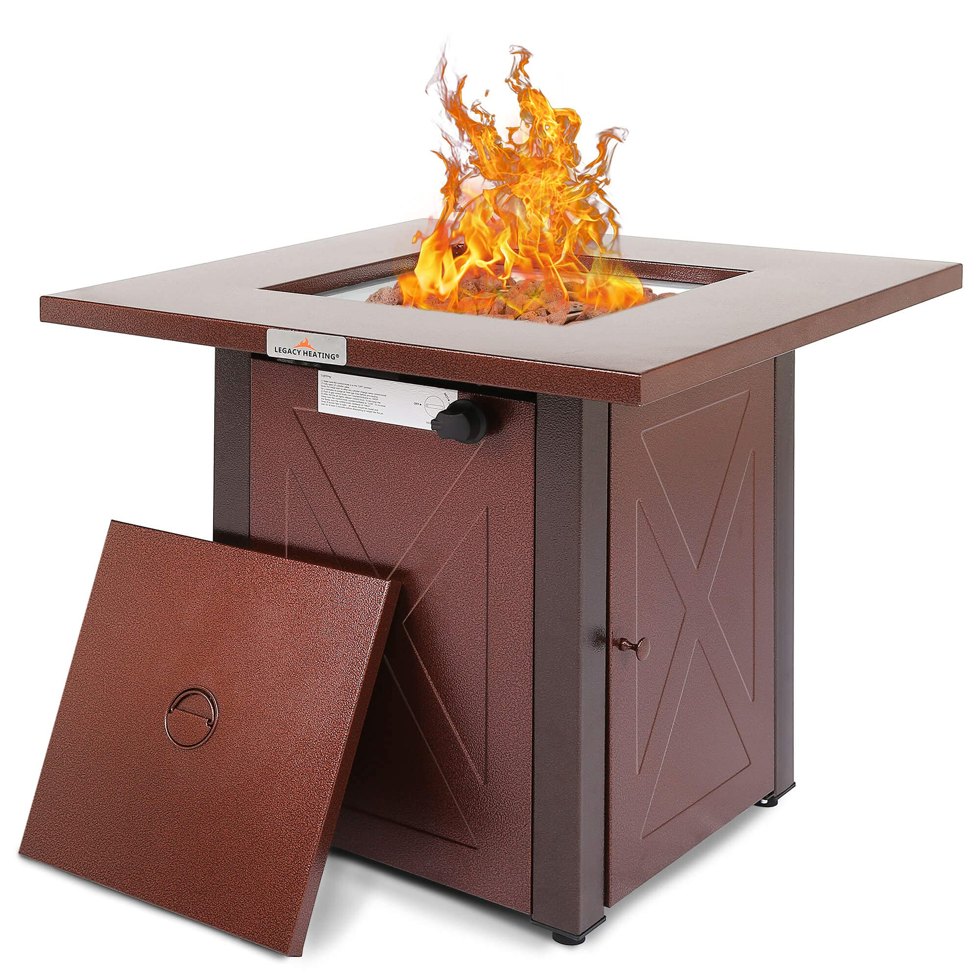 Square Stainless Steel Outdoor Fire Pit Table with Lid
