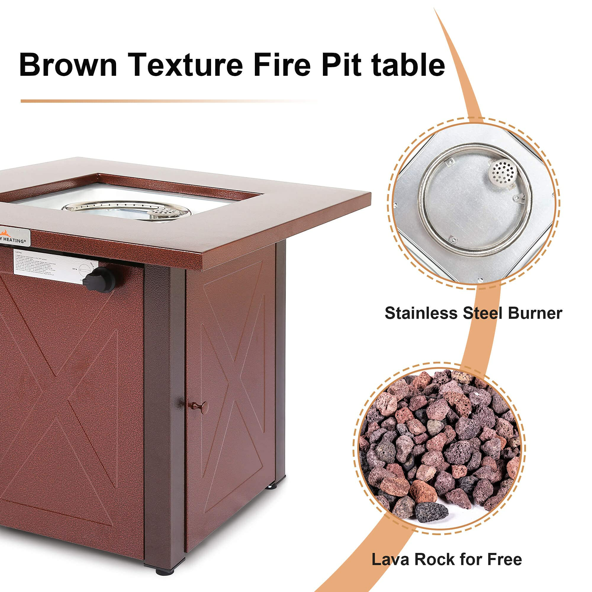 Square Stainless Steel Outdoor Fire Pit Table with Lid