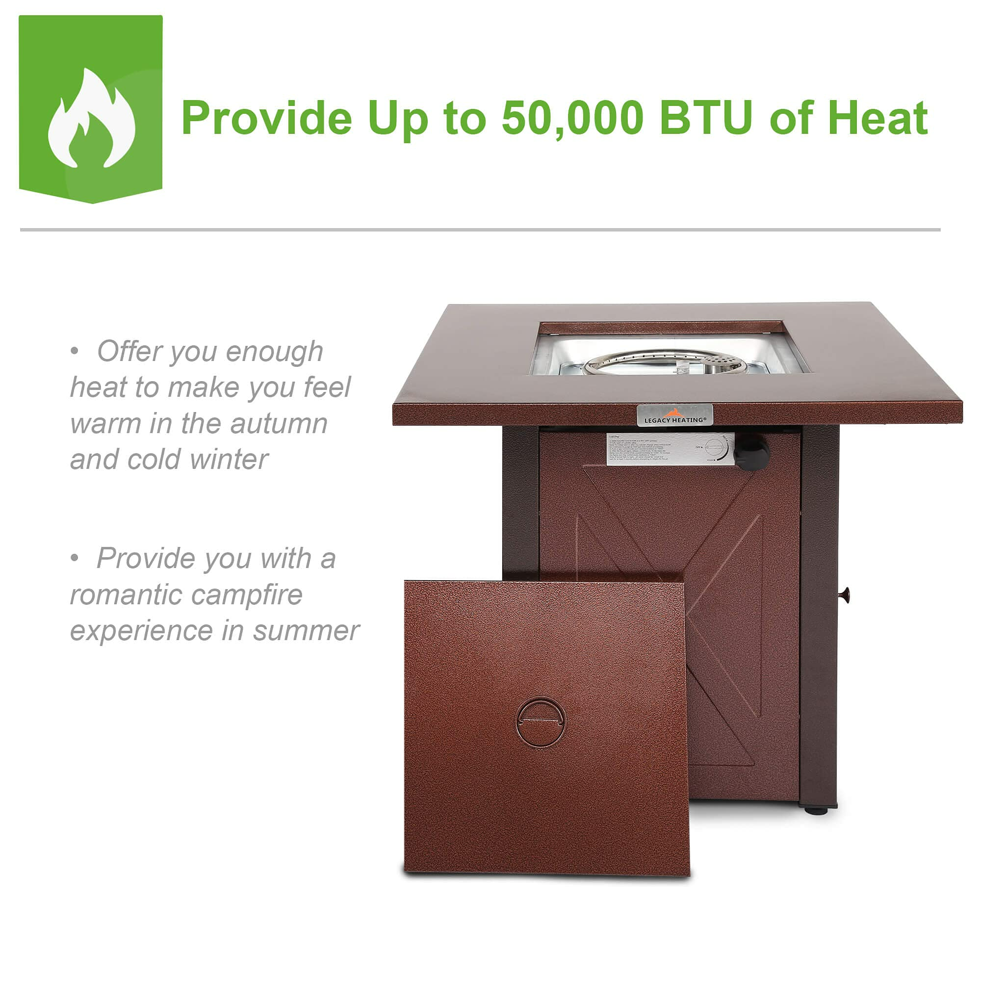 Square Stainless Steel Outdoor Fire Pit Table with Lid