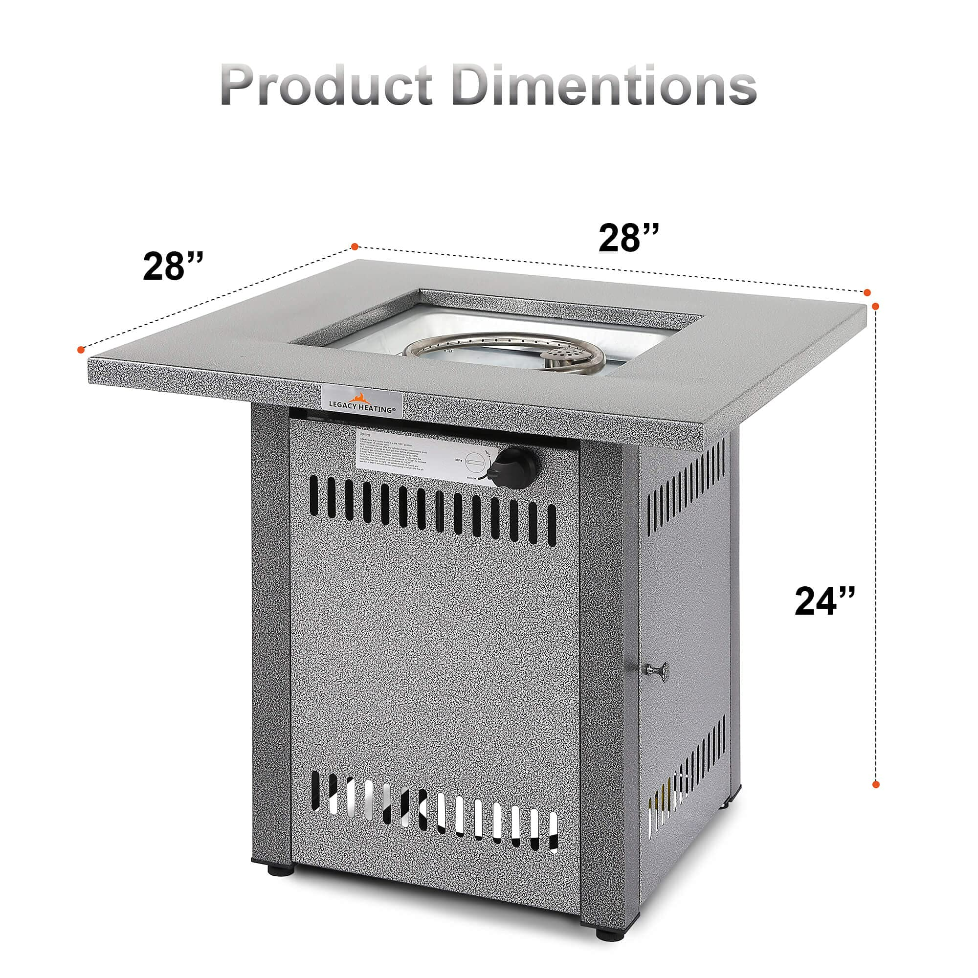 Square Stainless Steel Outdoor Fire Pit Table with Lid