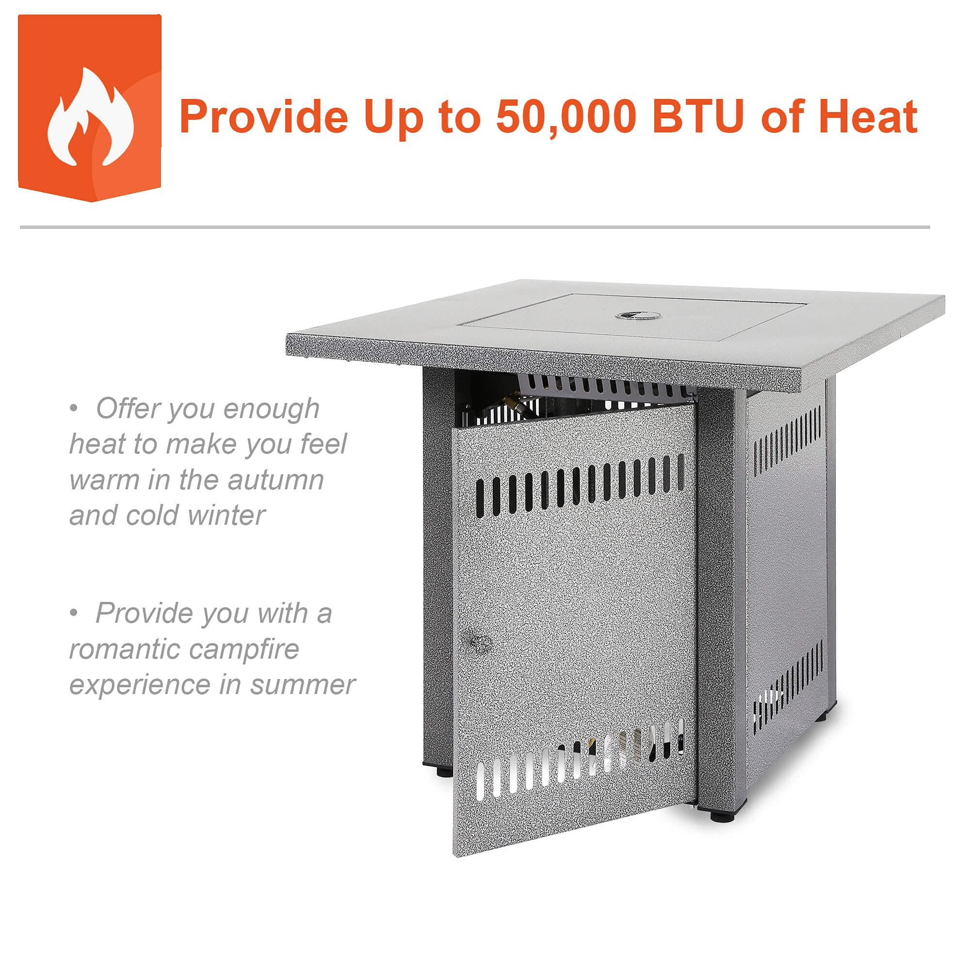 Square Stainless Steel Outdoor Fire Pit Table with Lid
