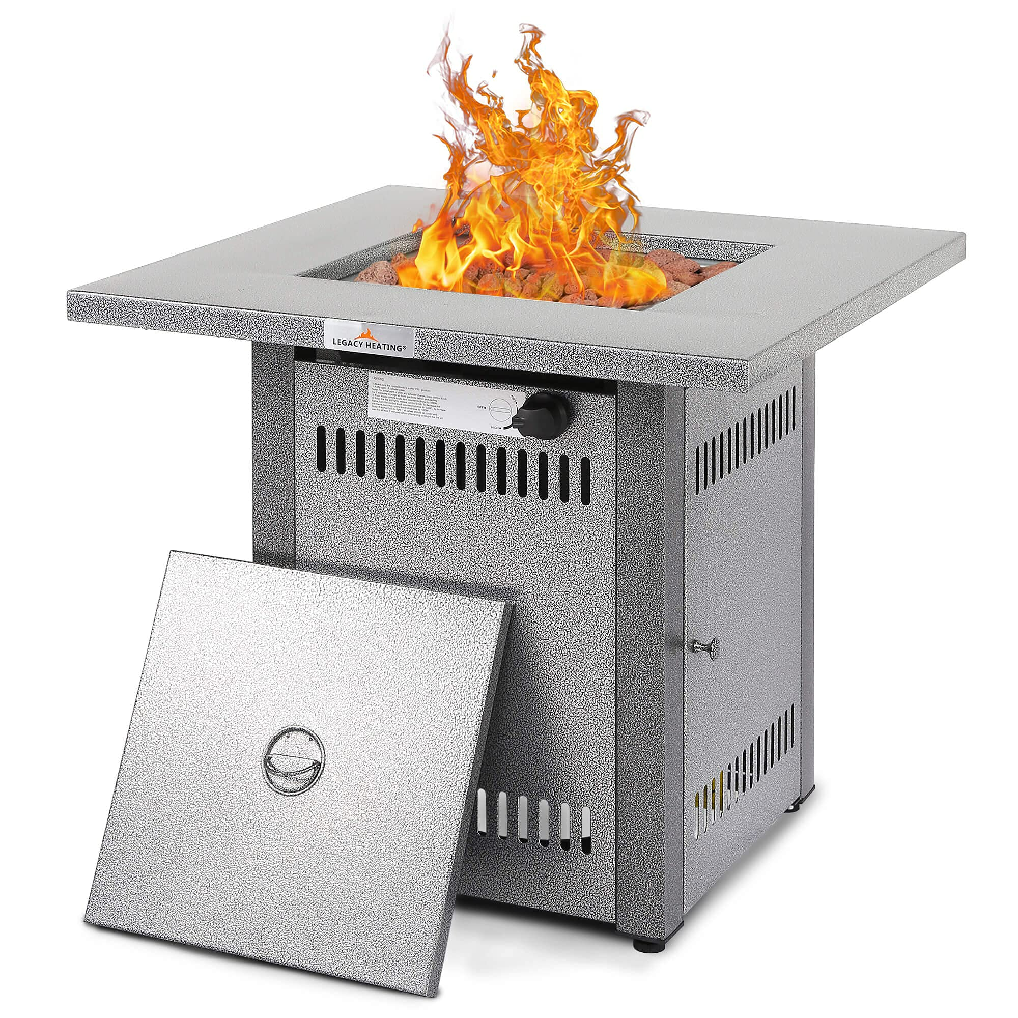 Square Stainless Steel Outdoor Fire Pit Table with Lid