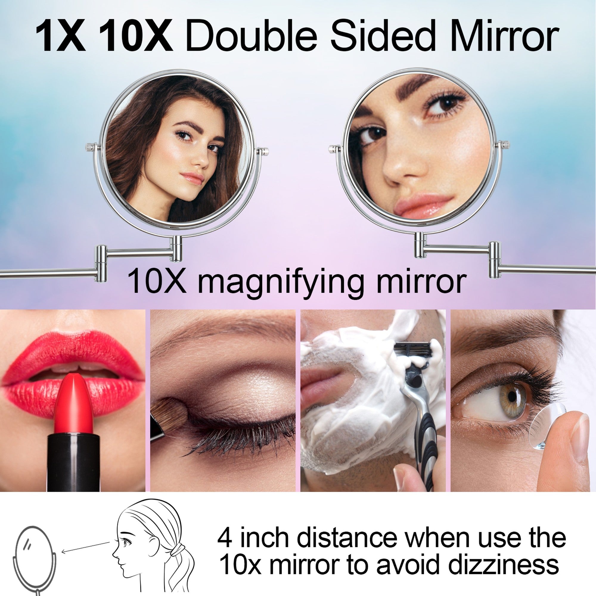 17 inch Double-Sided Anti-Fog Wall Mounted Bathroom Mirror