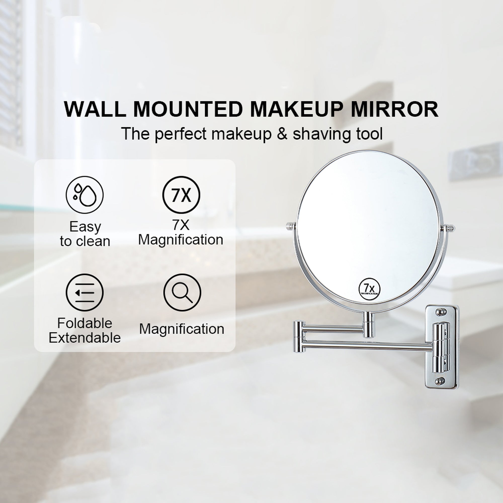 17 inch Double-Sided Anti-Fog Wall Mounted Bathroom Mirror