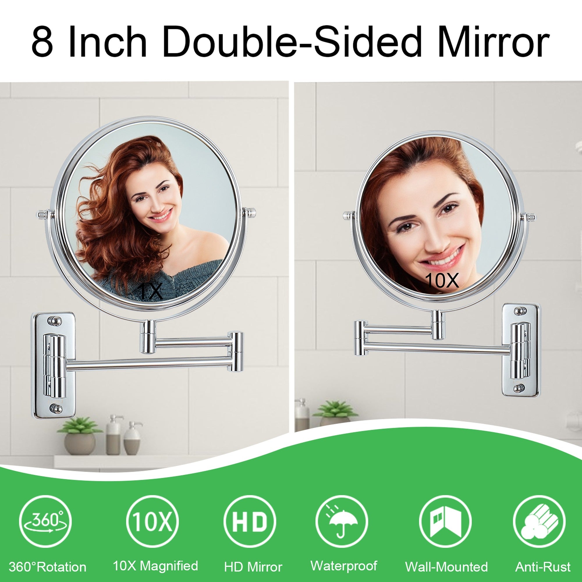 17 inch Double-Sided Anti-Fog Wall Mounted Bathroom Mirror