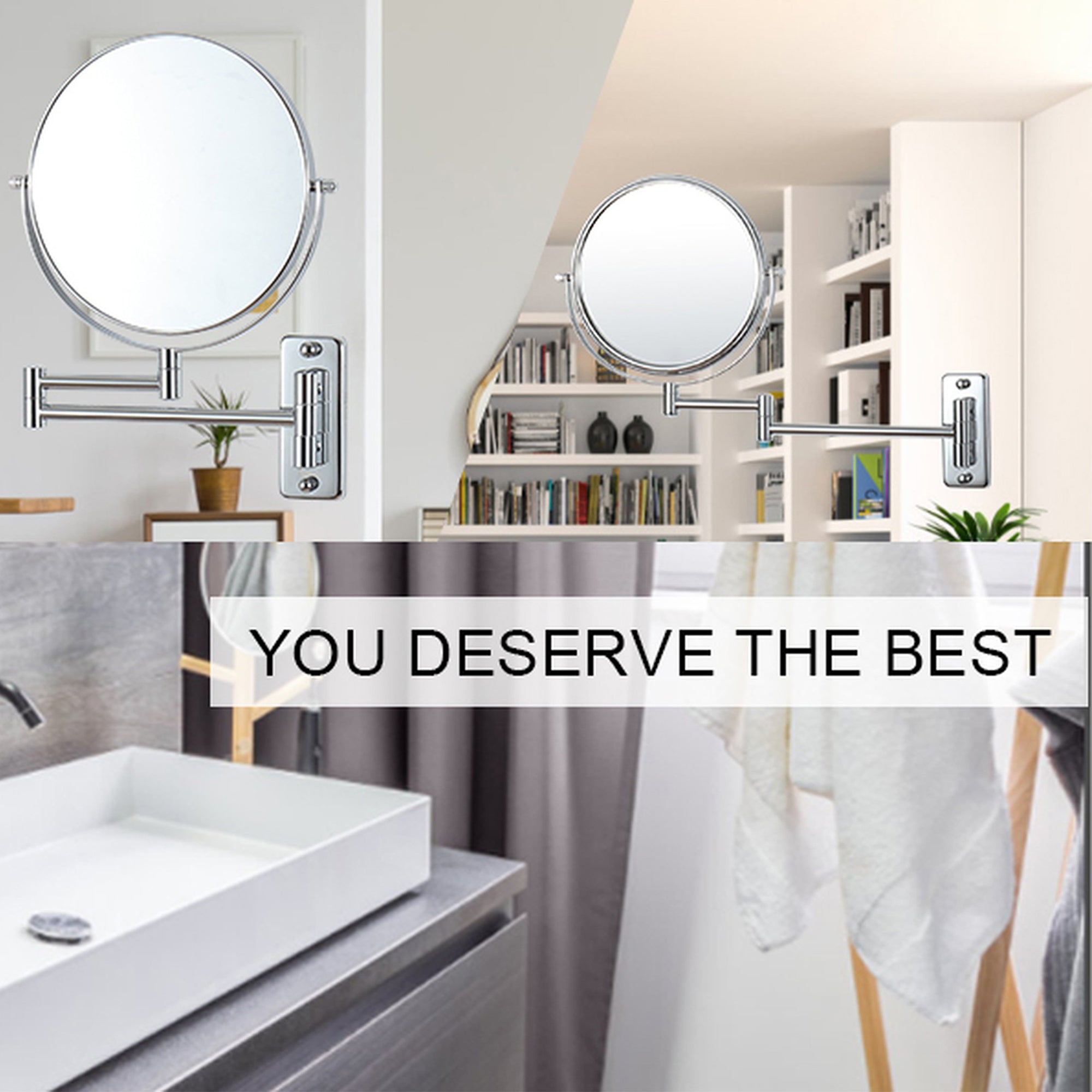 17 inch Double-Sided Framed Anti-Fog Wall Mounted Bathroom Mirror