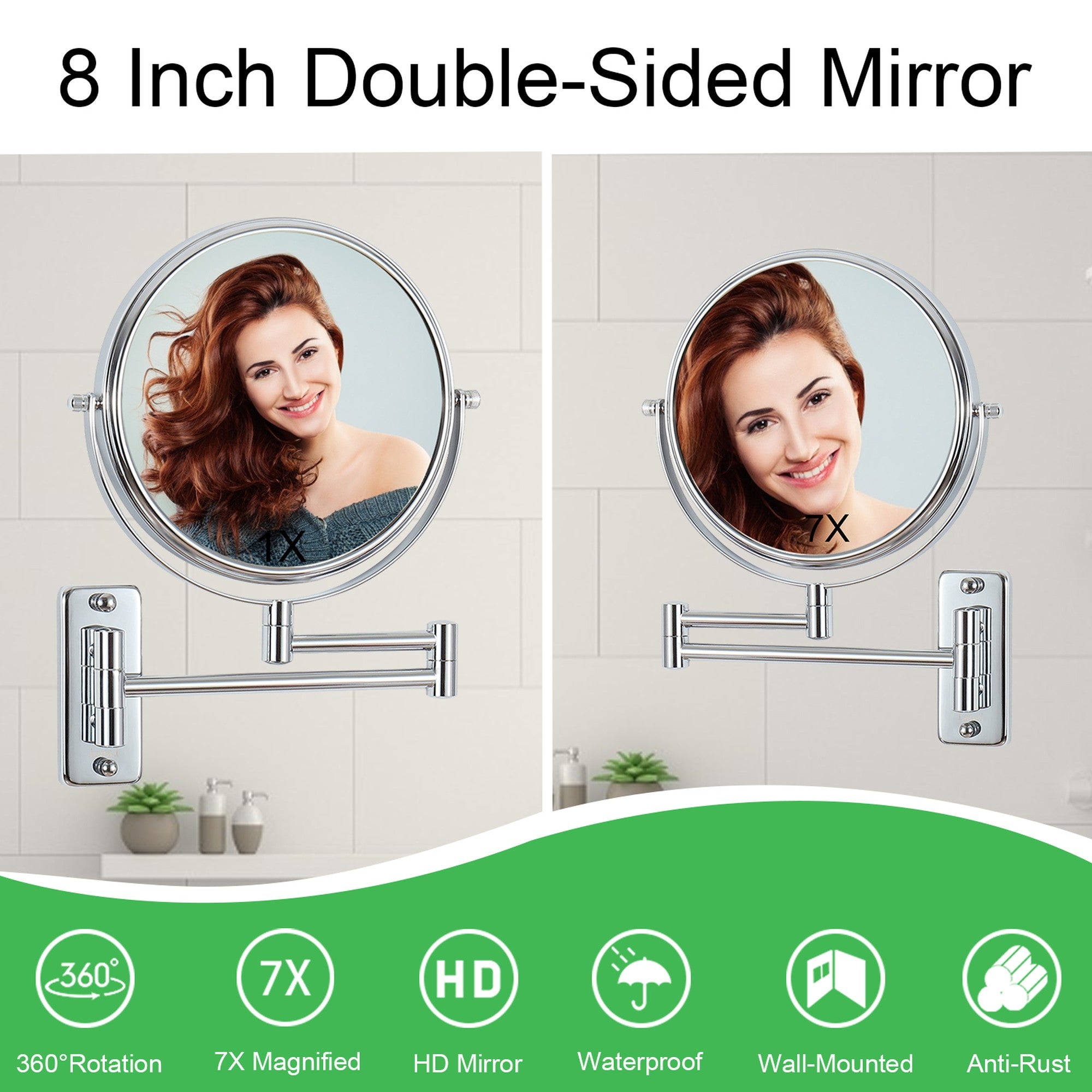 17 inch Double-Sided Framed Anti-Fog Wall Mounted Bathroom Mirror