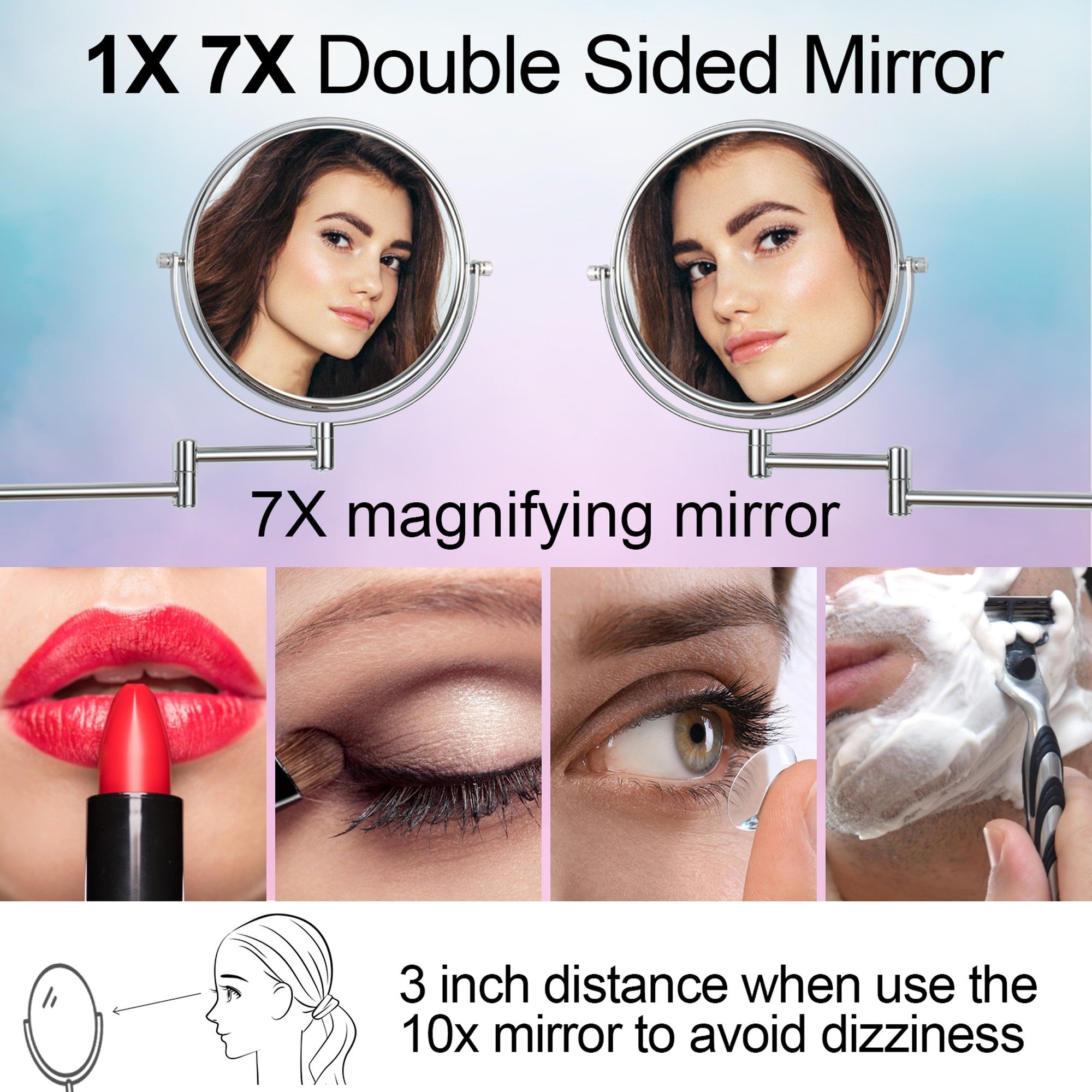17 inch Double-Sided Framed Anti-Fog Wall Mounted Bathroom Mirror