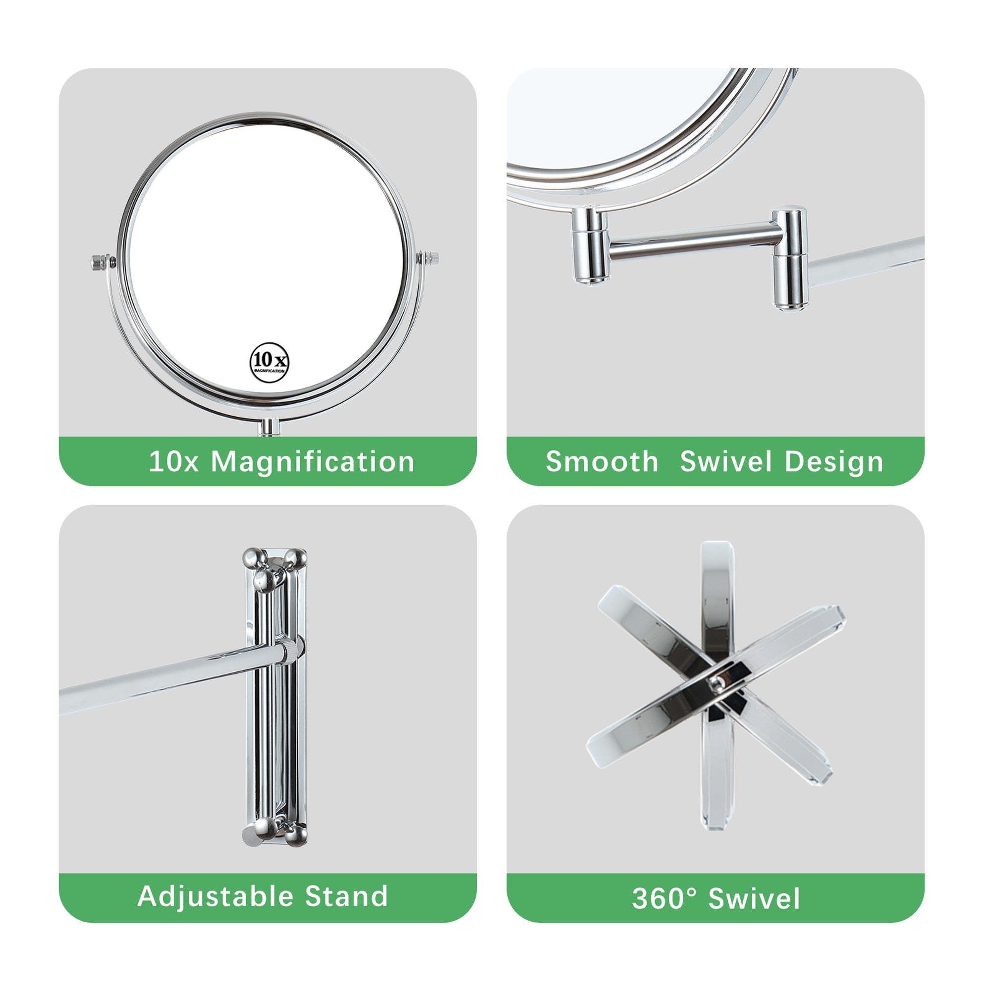 17 inch Double-Sided Framed Wall Mounted Magnifying Bathroom Mirror