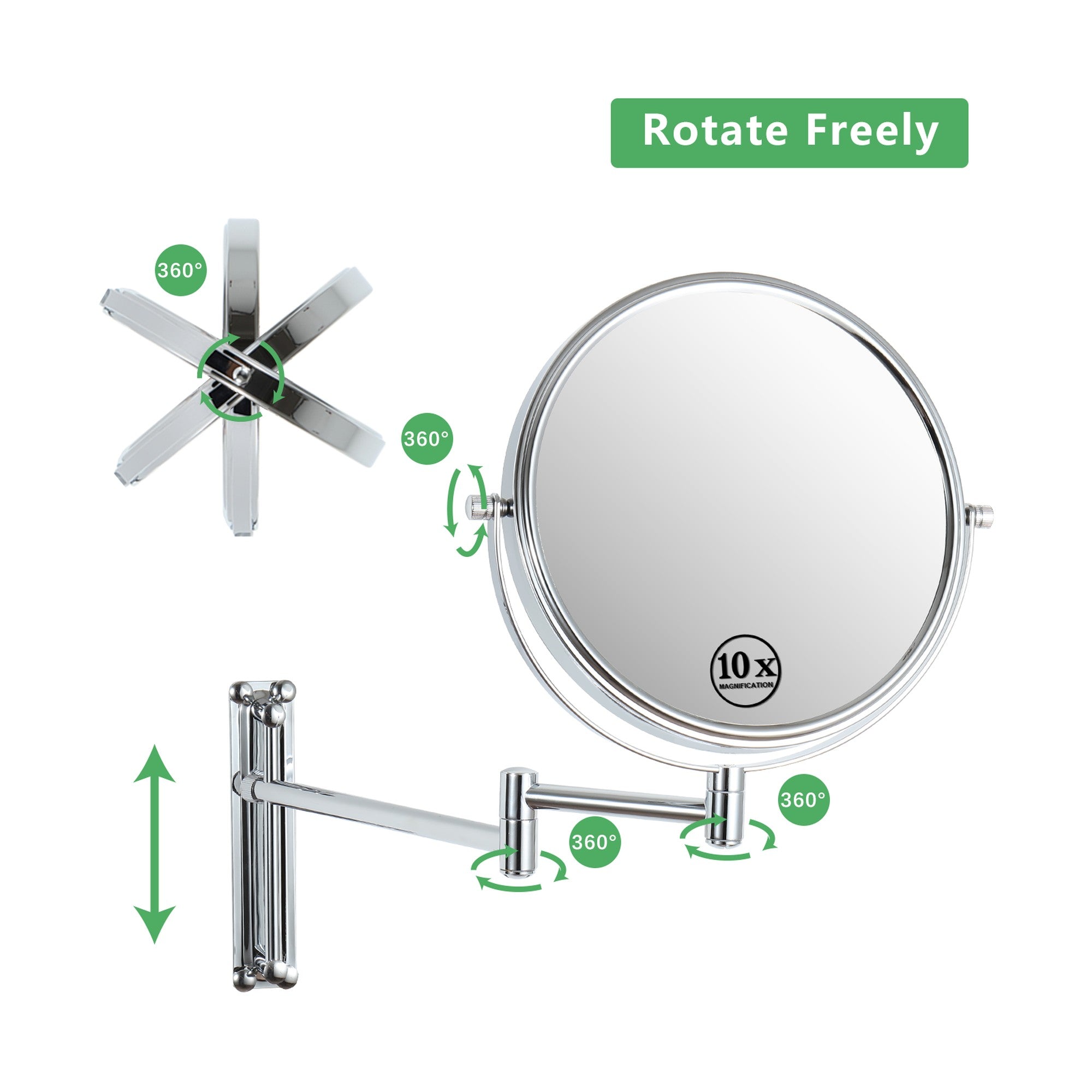 17 inch Double-Sided Framed Wall Mounted Magnifying Bathroom Mirror