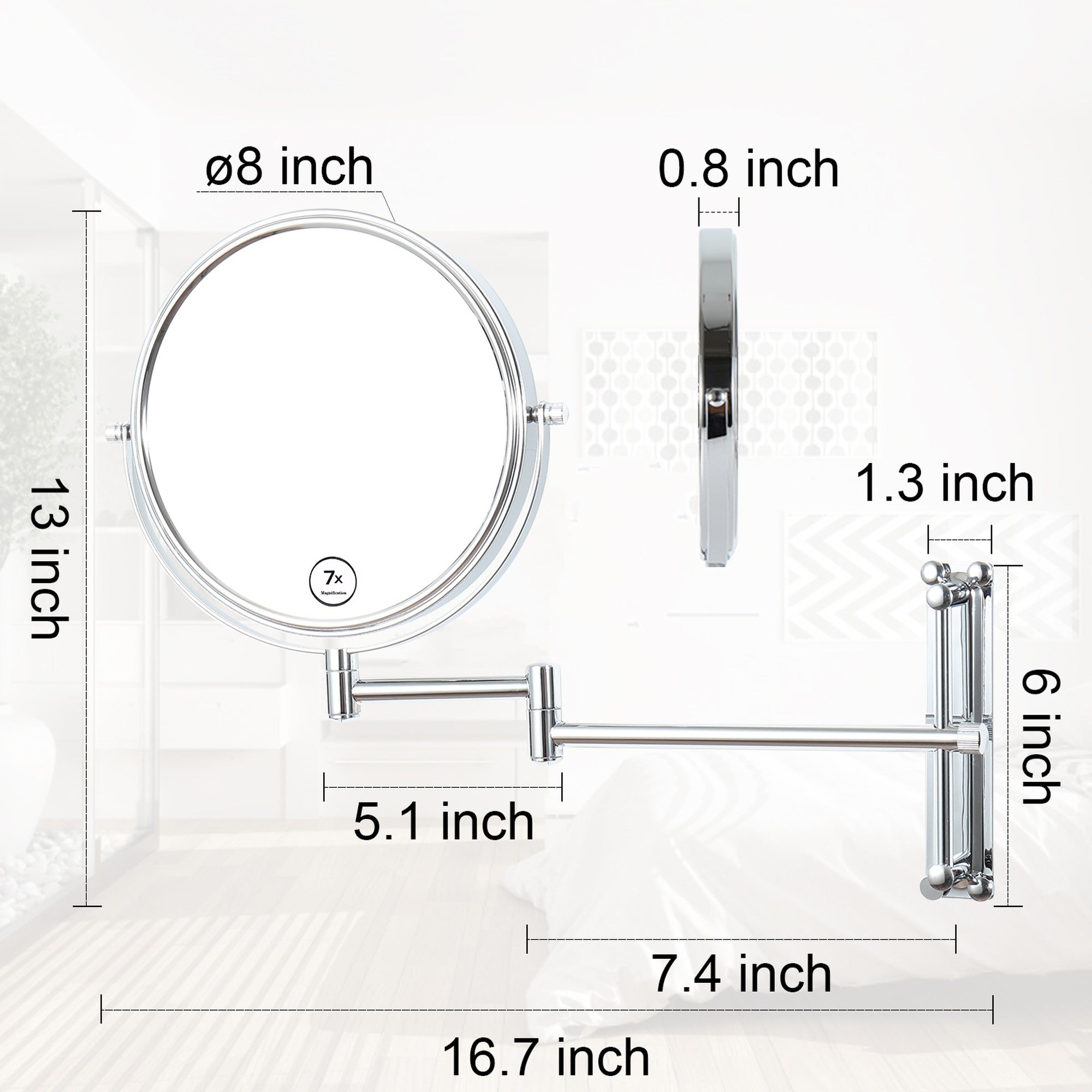 17 inch Double-Sided Framed Wall Mounted  Bathroom Mirror