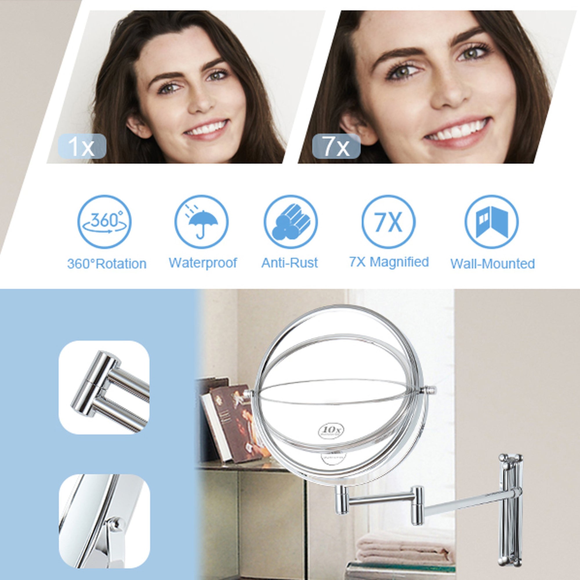 17 inch Double-Sided Framed Wall Mounted  Bathroom Mirror