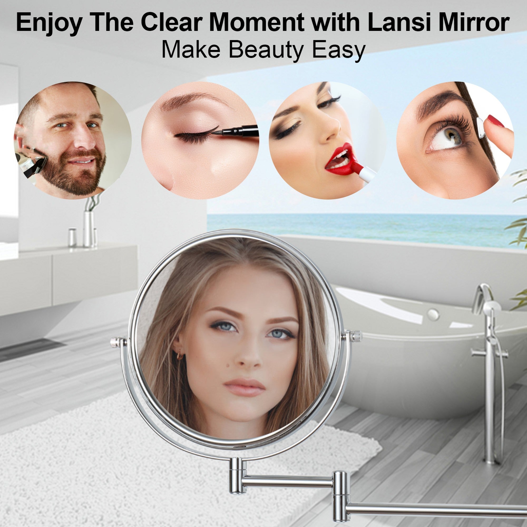 17 inch Double-Sided Framed Wall Mounted  Bathroom Mirror