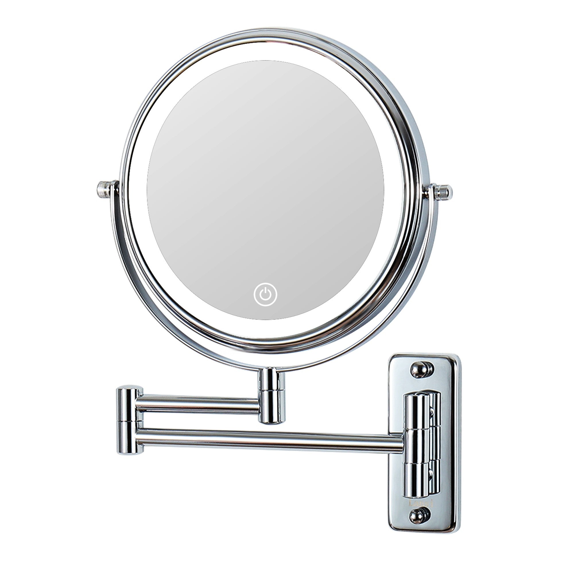 17 inch Double-Sided Wall Mounted 10X LED Magnifying Bathroom Mirror