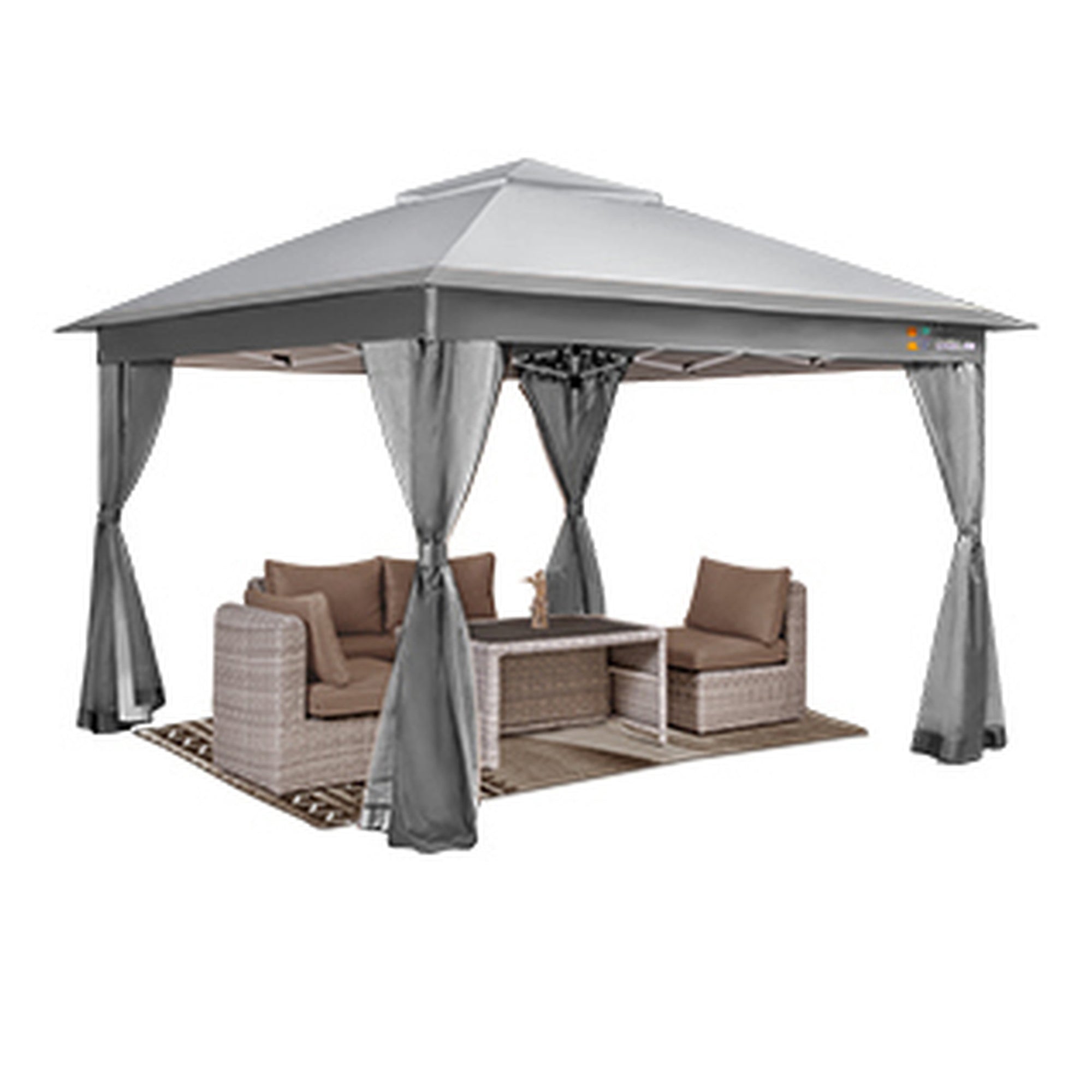 11' X11' Iron Oxford Pop Up Soft-Top Outdoor Canopy Gazebo Tent Folding Shelter