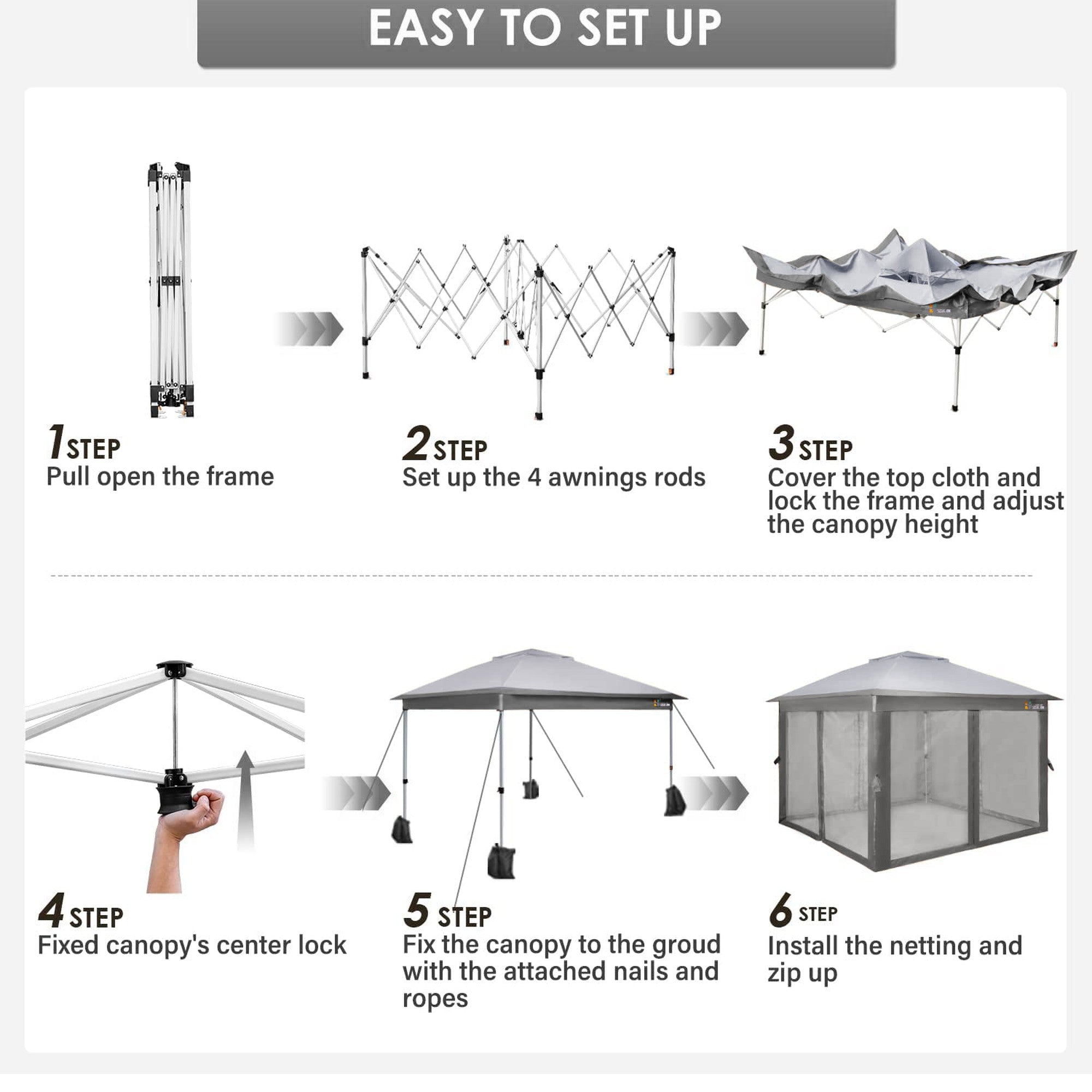 11' X11' Iron Oxford Pop Up Soft-Top Outdoor Canopy Gazebo Tent Folding Shelter