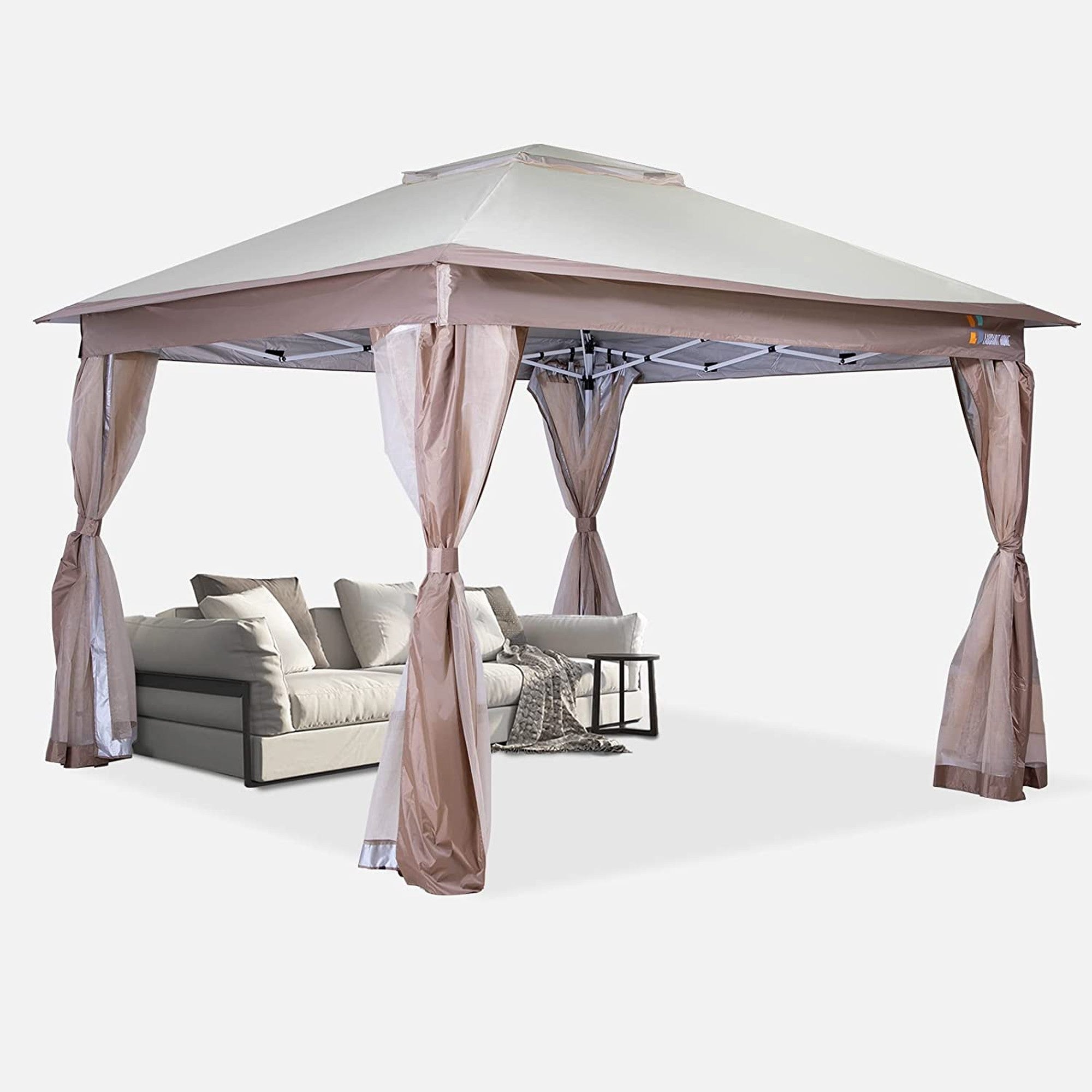 11' X11' Iron Oxford Pop Up Soft-Top Outdoor Canopy Gazebo Tent Folding Shelter