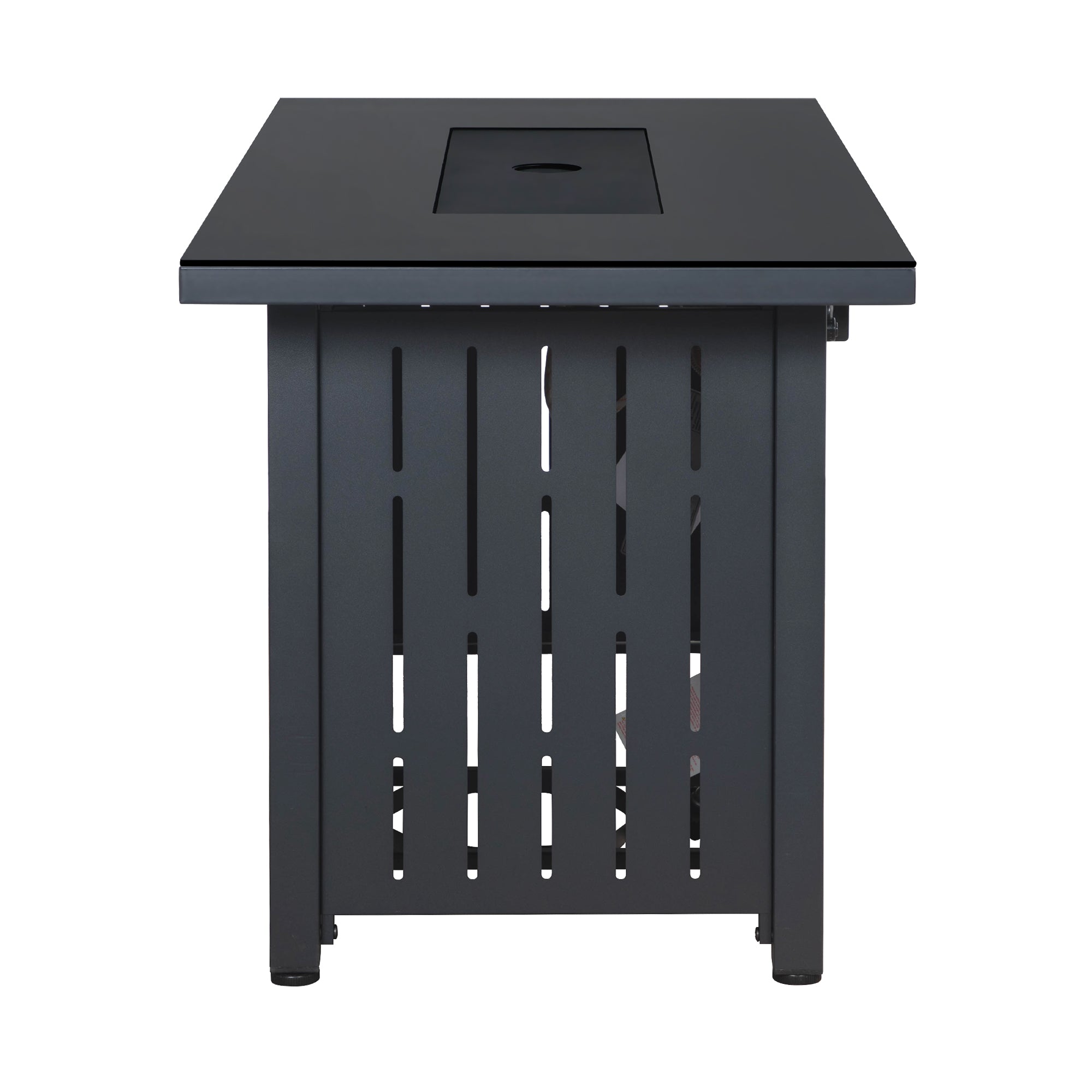 Rectangular Iron Outdoor Fire Pit Table with Glass Shield