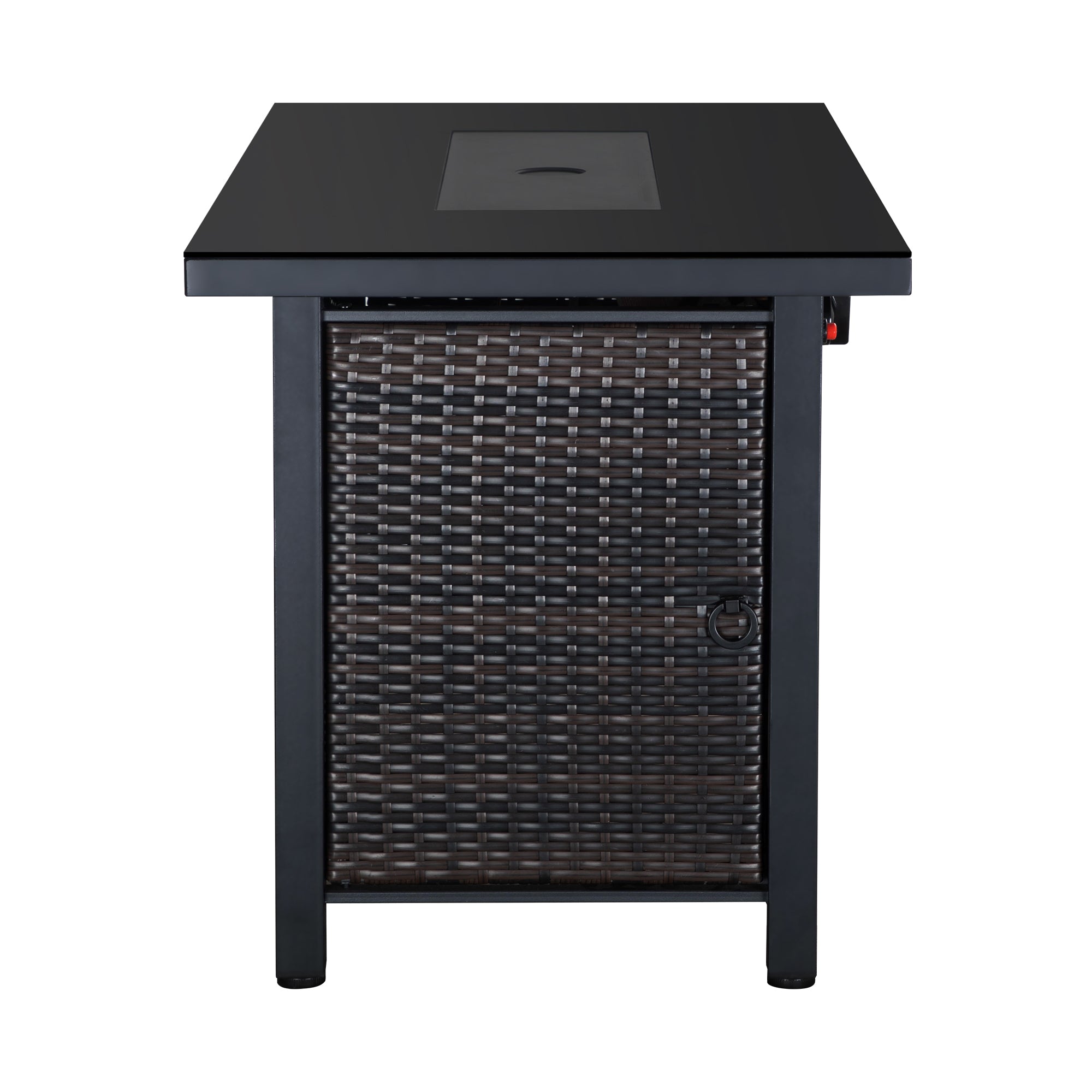 Rectangular Iron Outdoor Fire Pit Table with Glass Shield