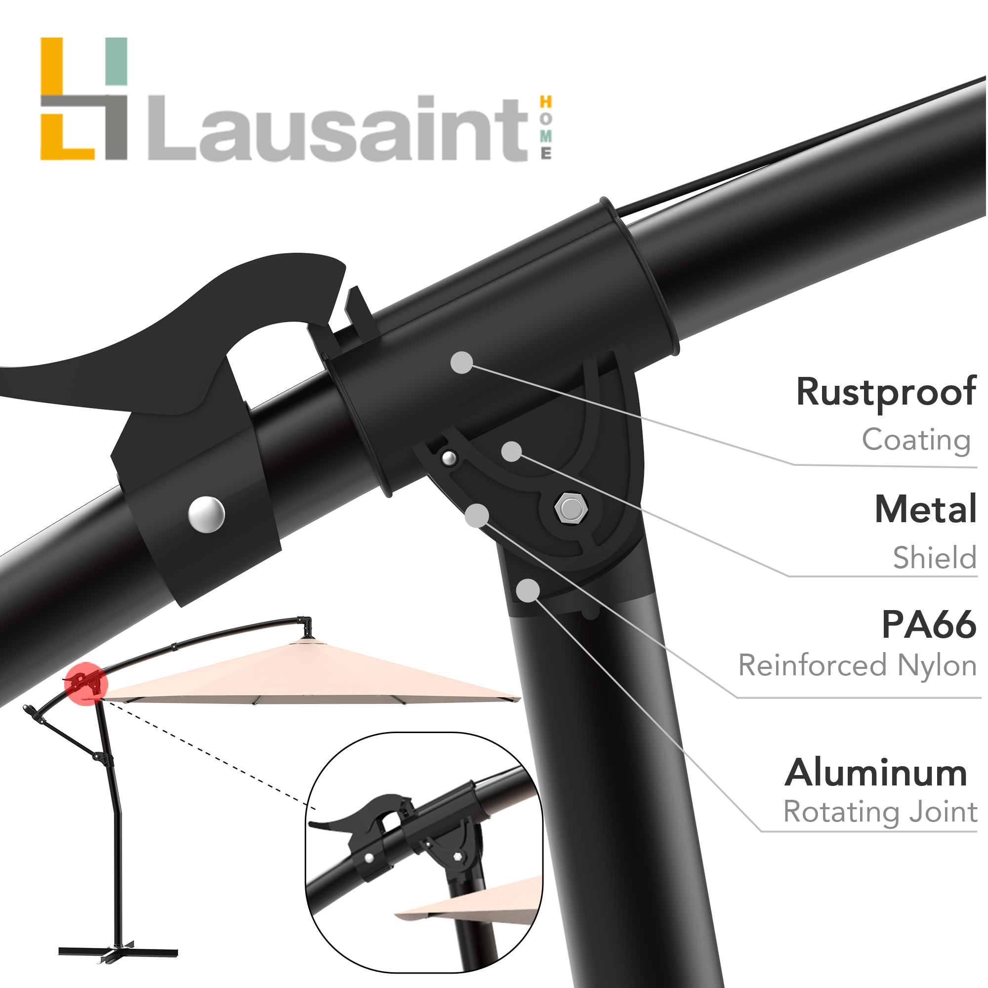 10' Outdoor Patio Cantilever Offset Umbrella With Cross Base