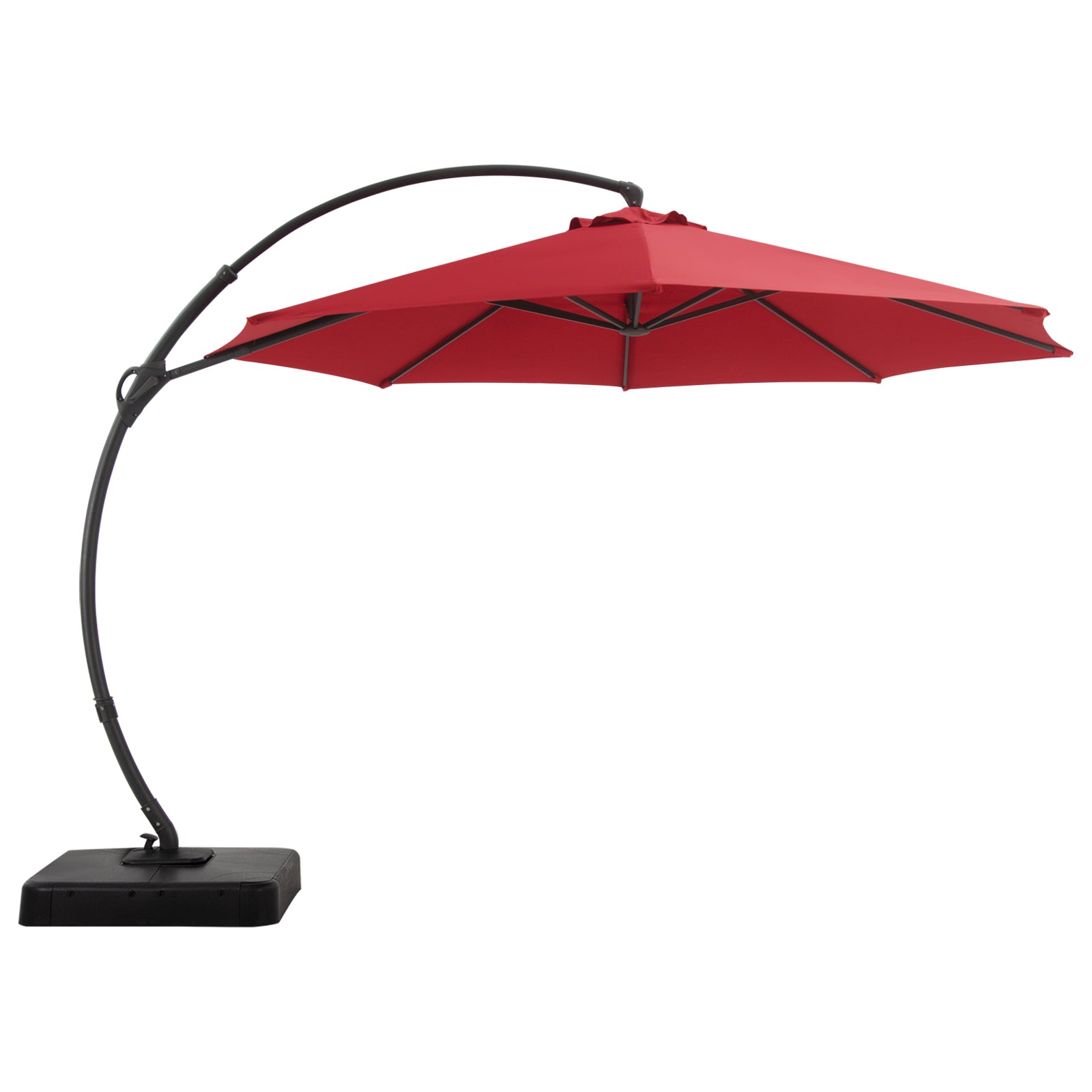 11' Outdoor Patio Hanging Cantilever Curvy Umbrella With Base Included