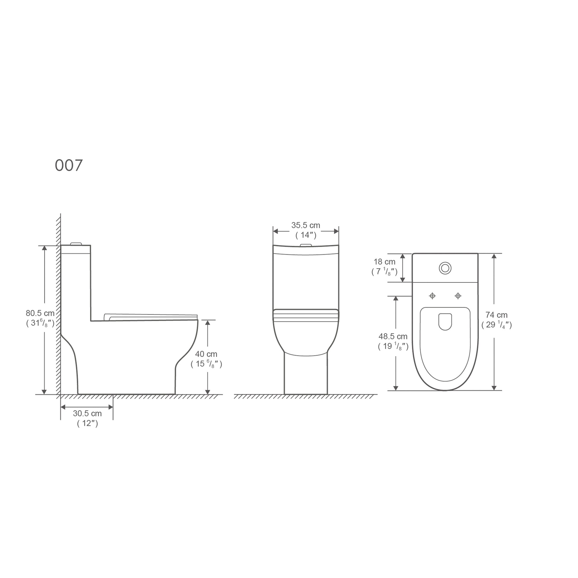 12 inches 1.1/1.6GPF Dual Flush One-Piece Toilet with Soft Close Seat