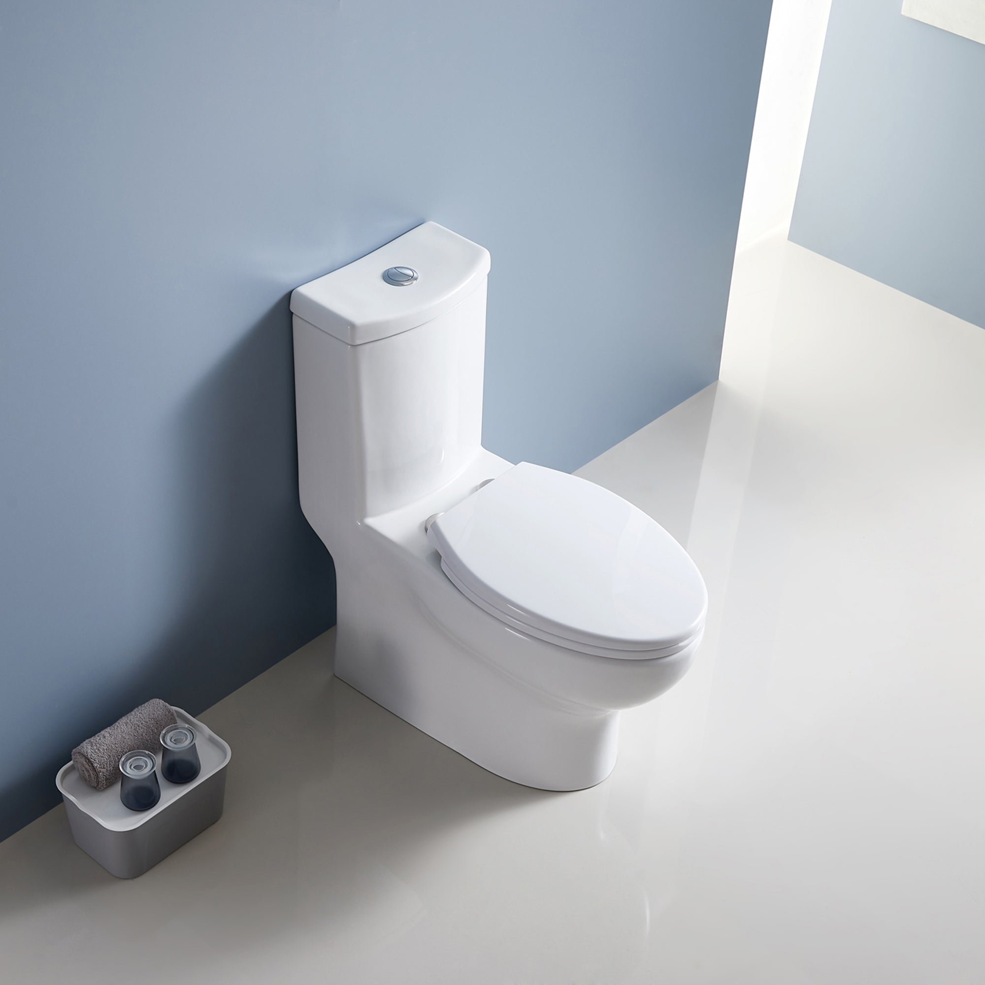 12 inches 1.1/1.6GPF Dual Flush One-Piece Toilet with Soft Close Seat