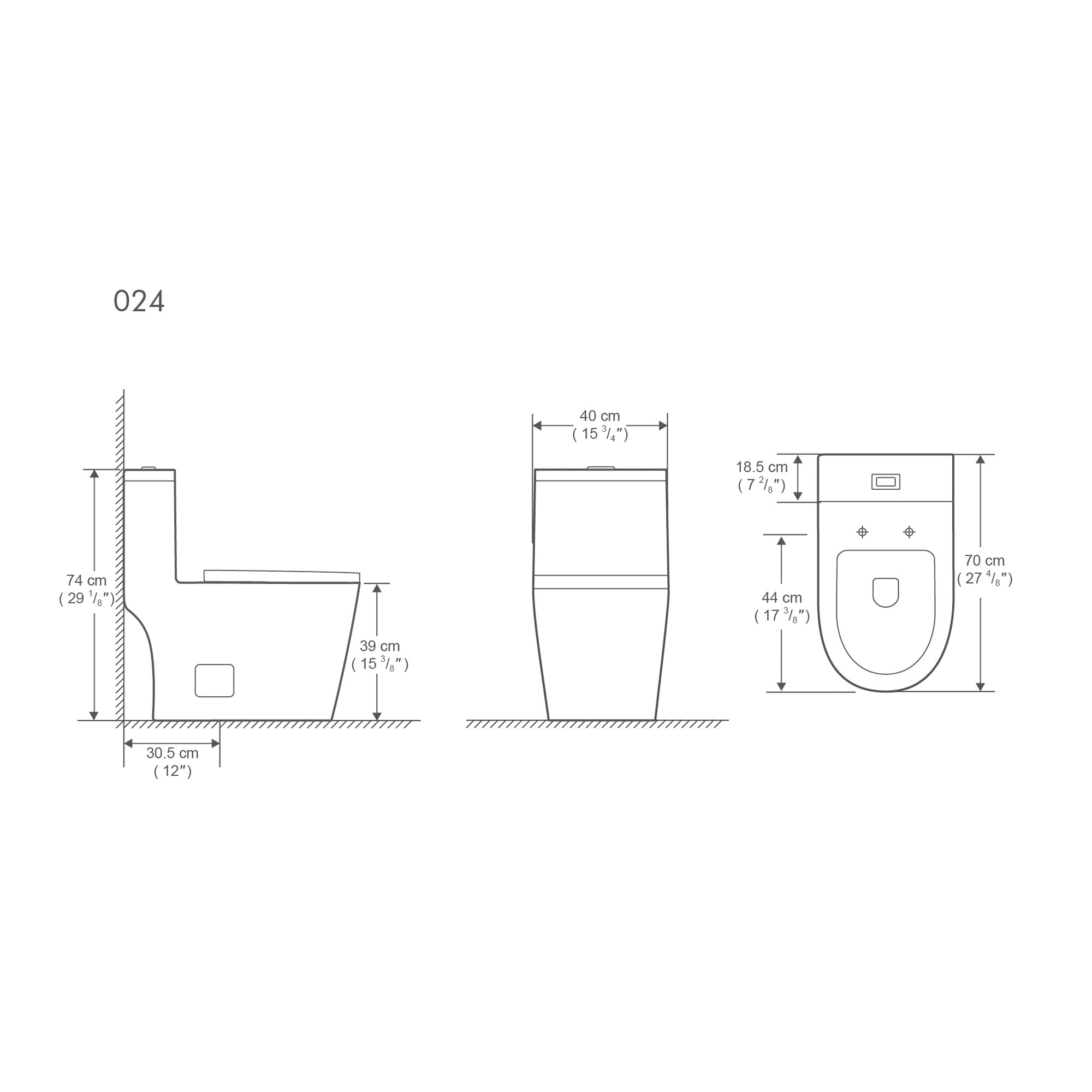 12 inches 0.88/1.2GPF Dual Flush One-Piece Toilet with Soft Close Seat