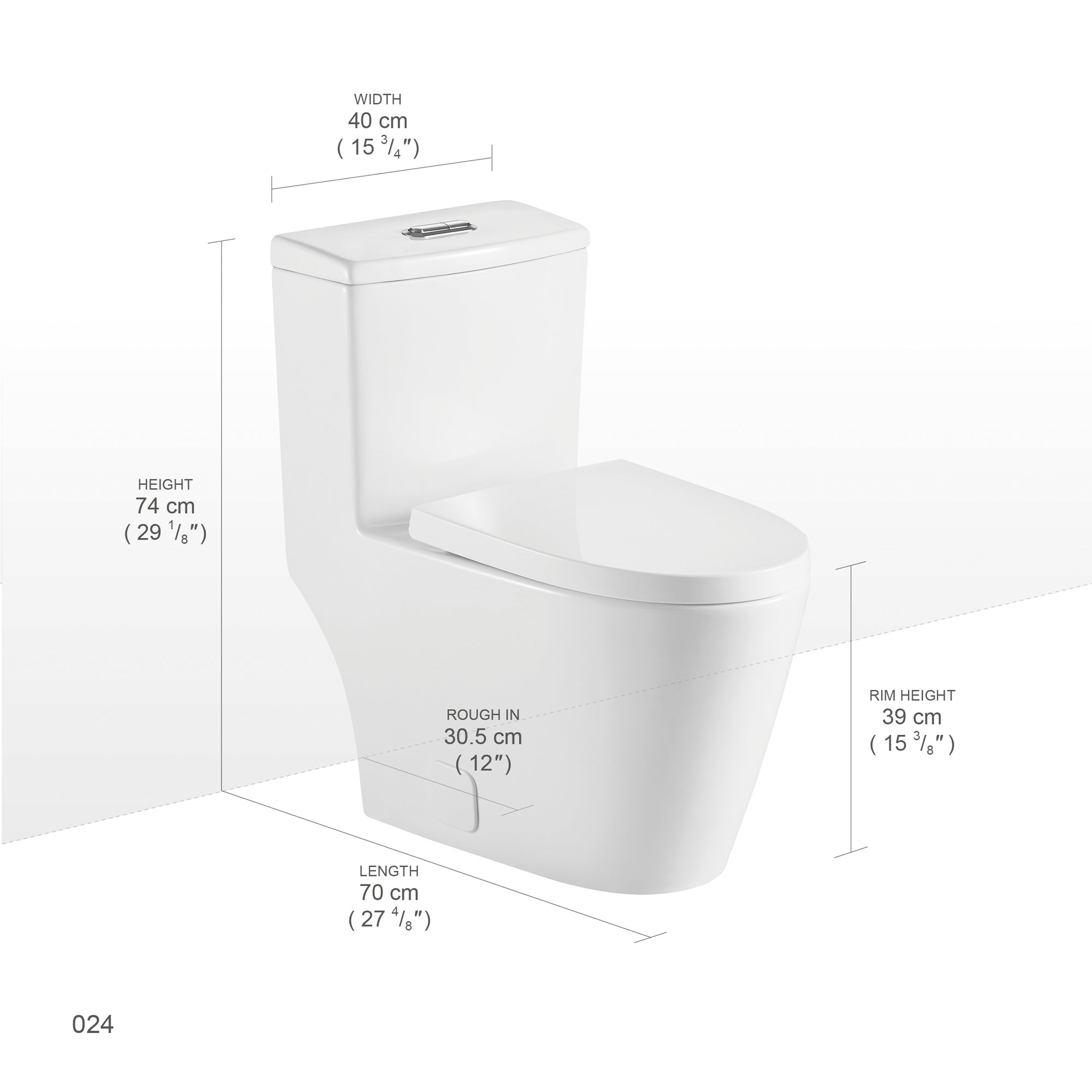 12 inches 0.88/1.2GPF Dual Flush One-Piece Toilet with Soft Close Seat