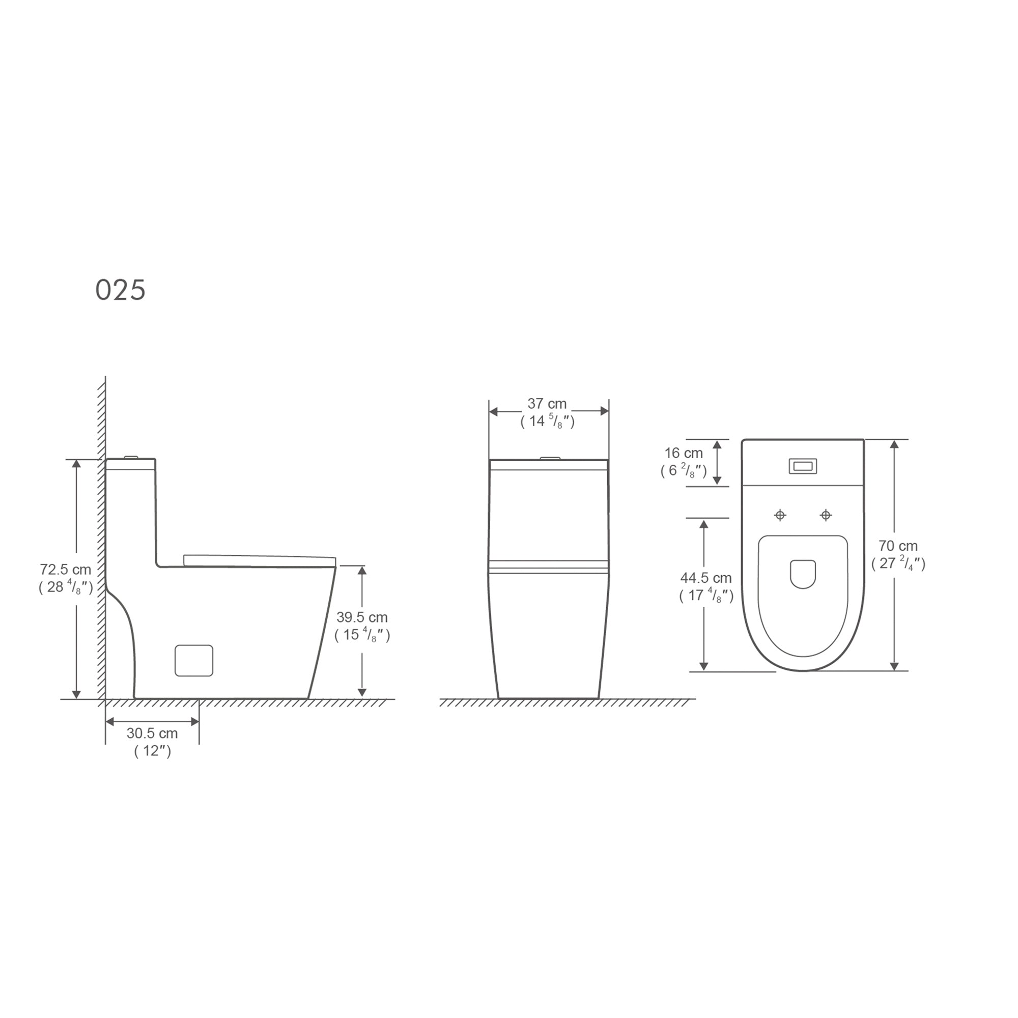 12 inches 0.88/1.2GPF Dual Flush One-Piece Toilet with Soft Close Seat