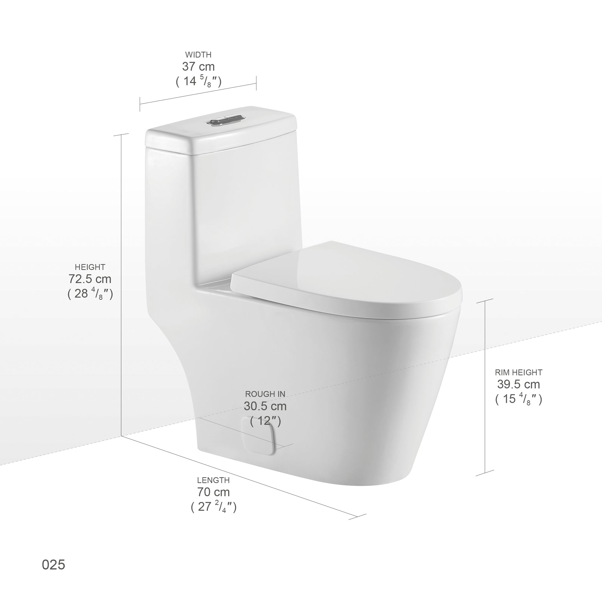 12 inches 0.88/1.2GPF Dual Flush One-Piece Toilet with Soft Close Seat