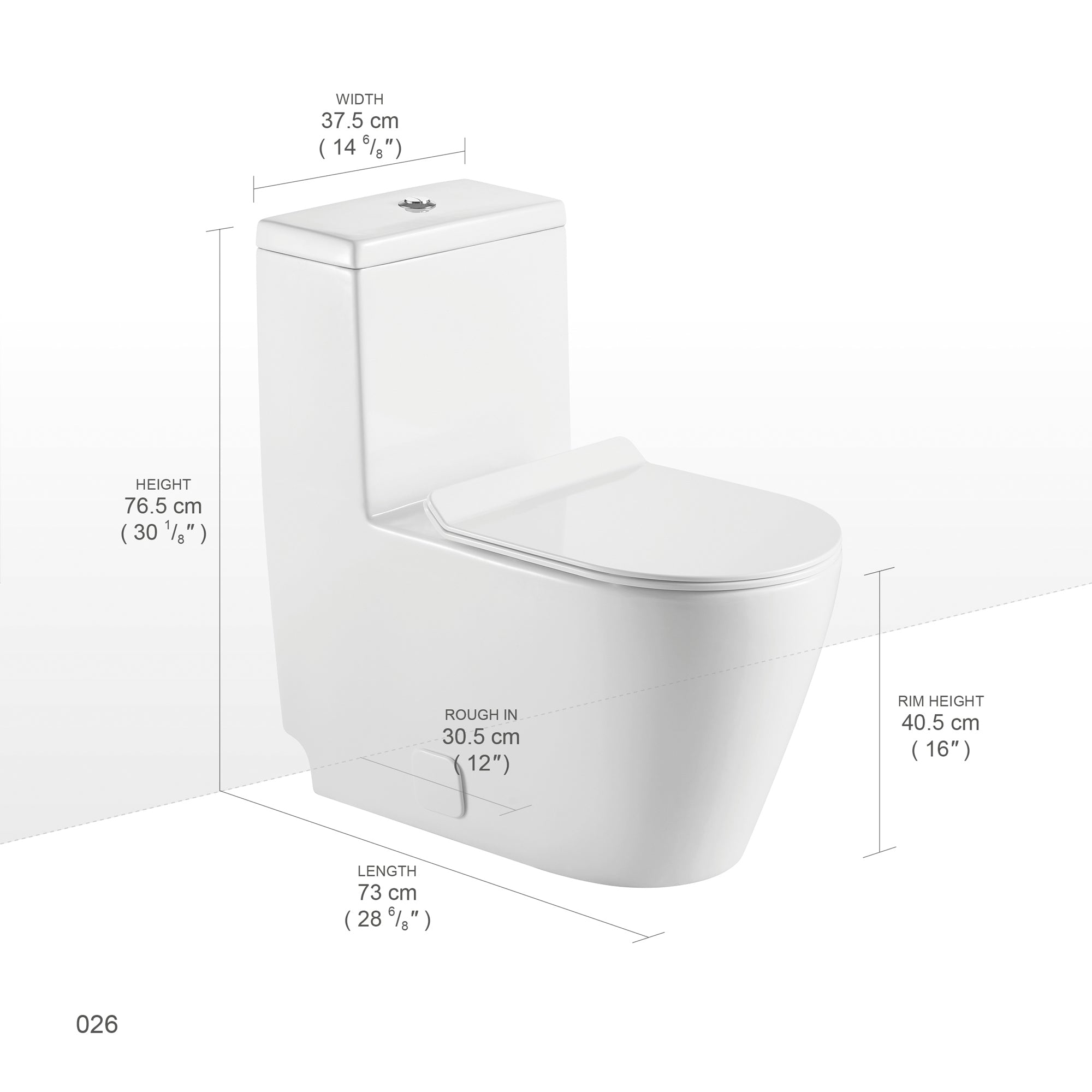 12 inches 0.88/1.28GPF Dual Flush One-Piece Toilet with Soft Close Seat